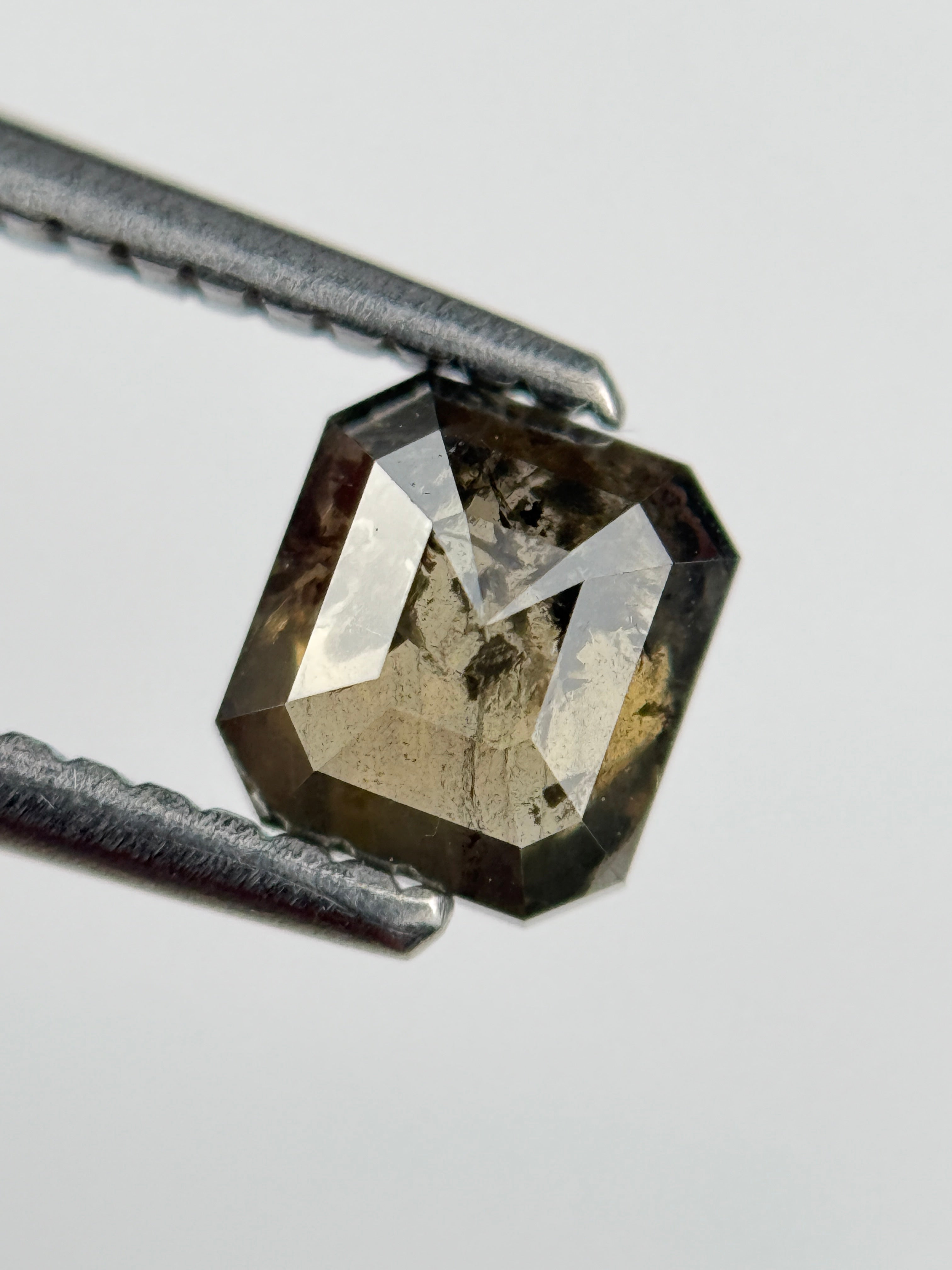 0.88 Ct Emerald Rose Cut Brown Natural Salt and Pepper Diamond