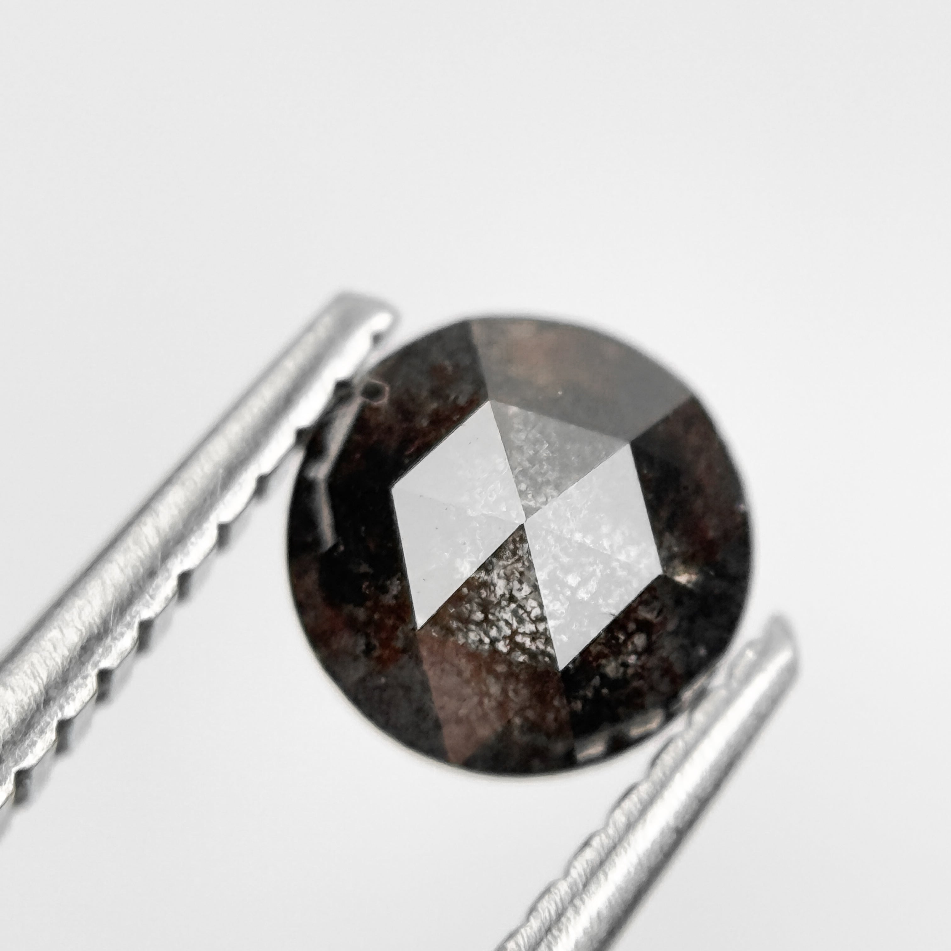 0.82 Ct Round Rose Cut Grey Natural Salt and Pepper Diamond