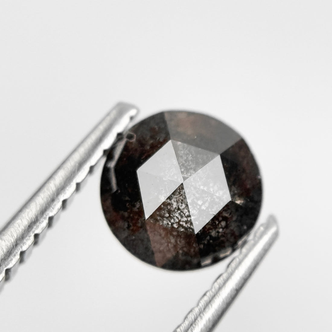 0.82 Ct Round Rose Cut Grey Natural Salt and Pepper Diamond