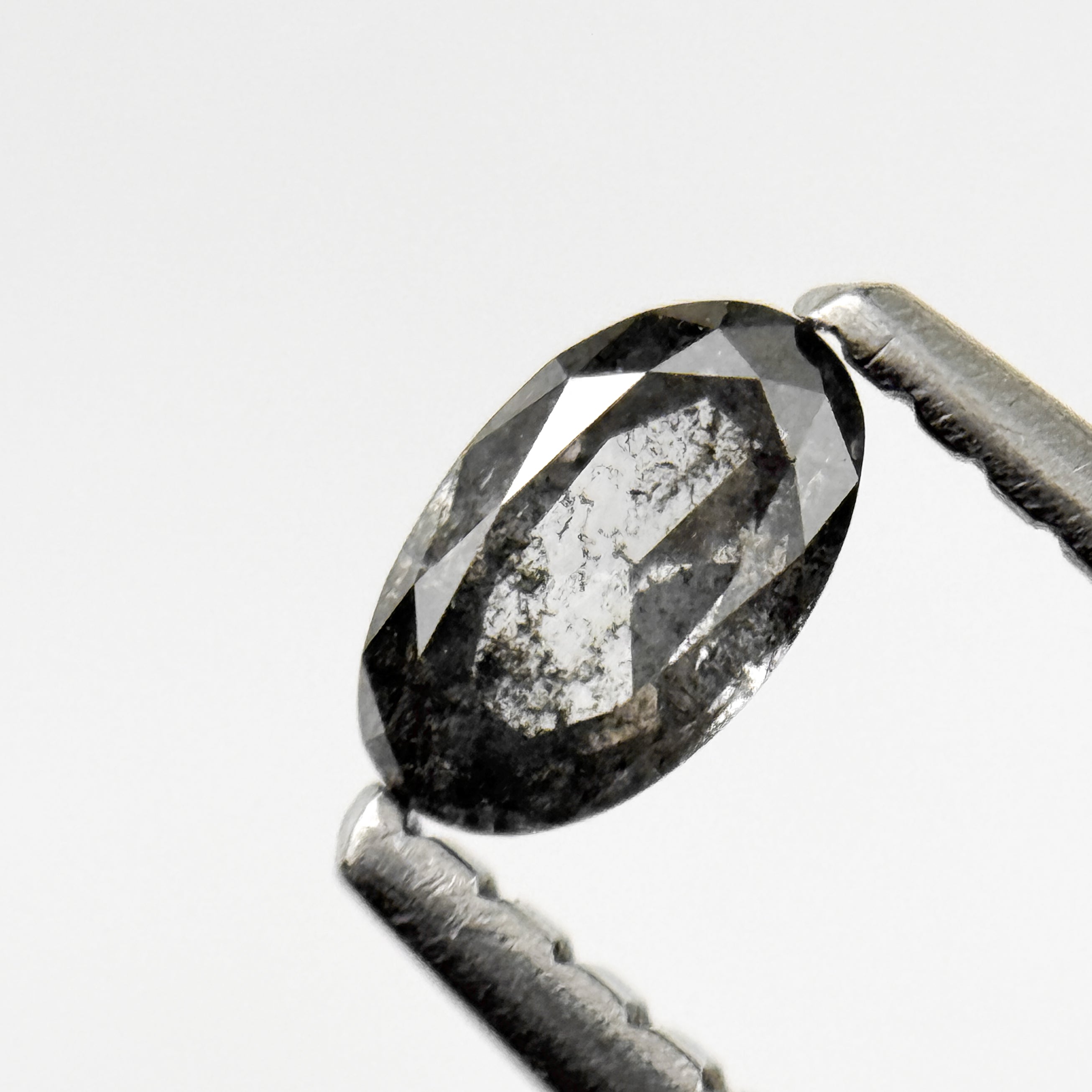0.24 Ct Oval Rose Cut Grey Natural Salt and Pepper Diamond