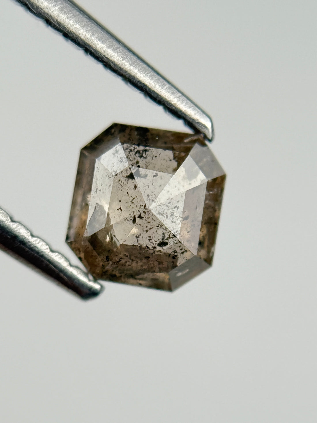 0.65 Ct  Octagon Rose Cut Brown Natural Salt and Pepper Diamond