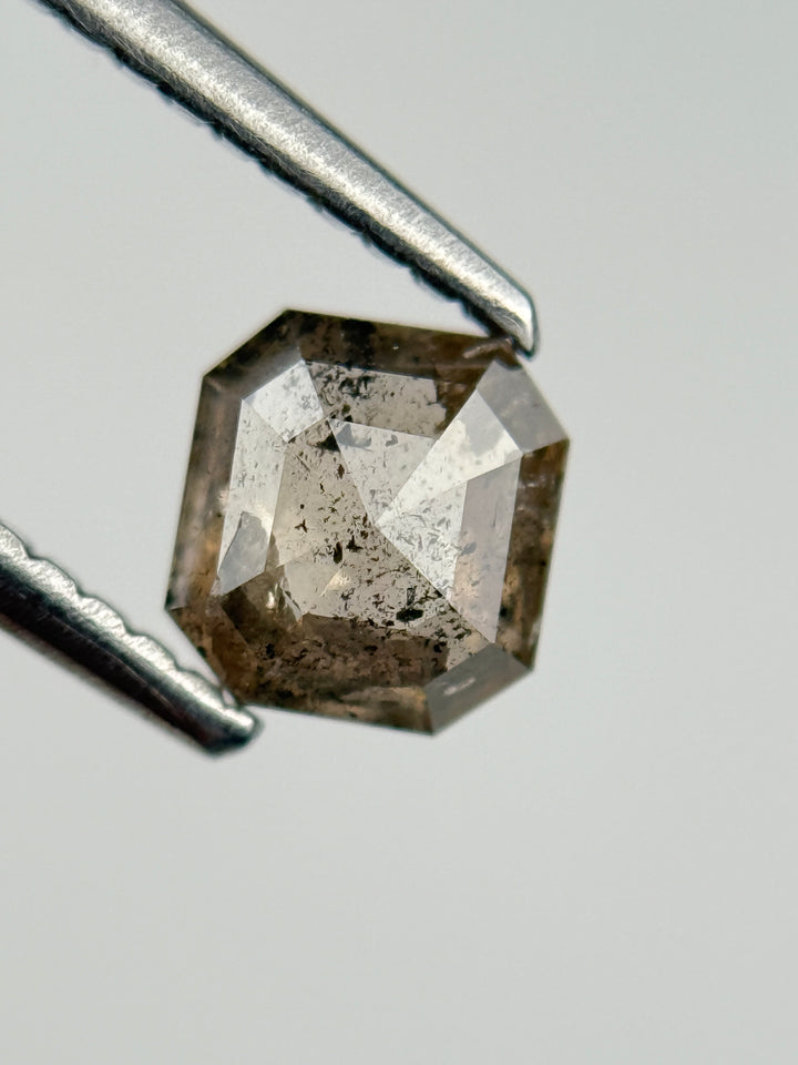 0.65 Ct  Octagon Rose Cut Brown Natural Salt and Pepper Diamond