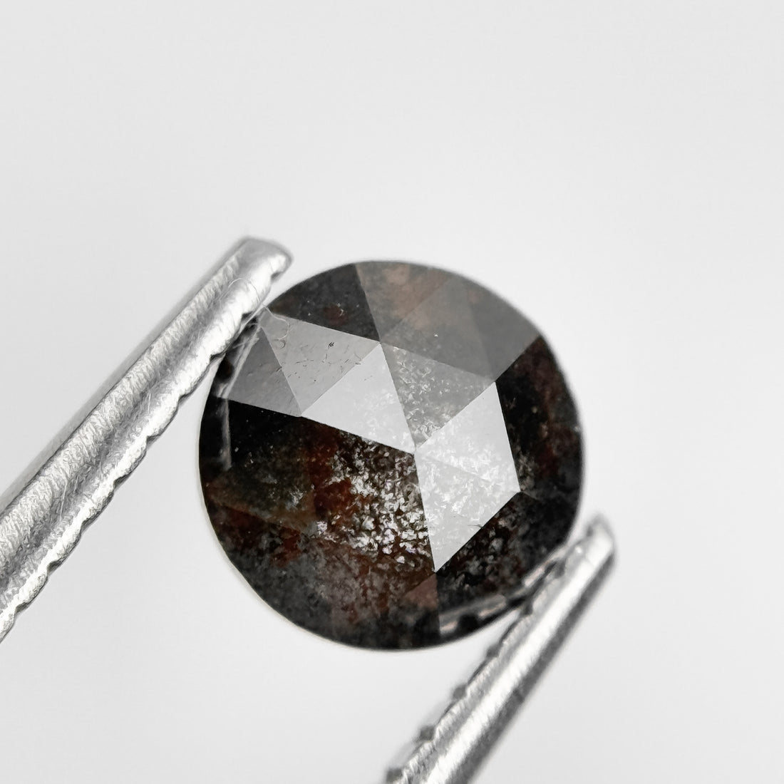 0.82 Ct Round Rose Cut Grey Natural Salt and Pepper Diamond