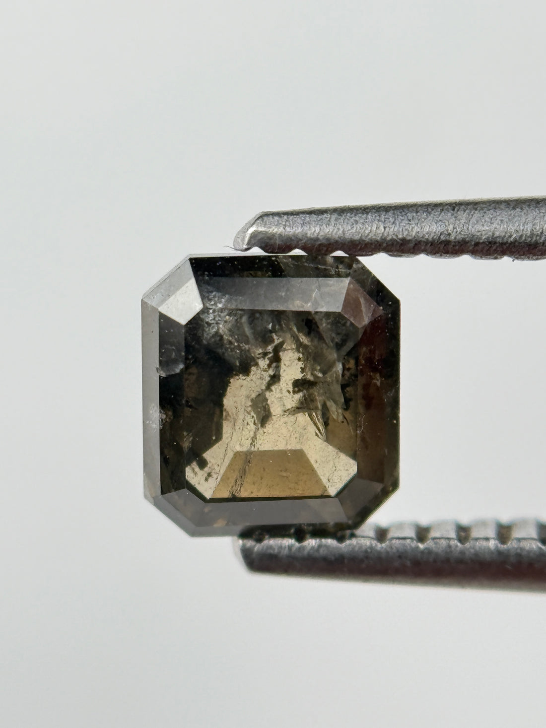 0.88 Ct Emerald Rose Cut Brown Natural Salt and Pepper Diamond