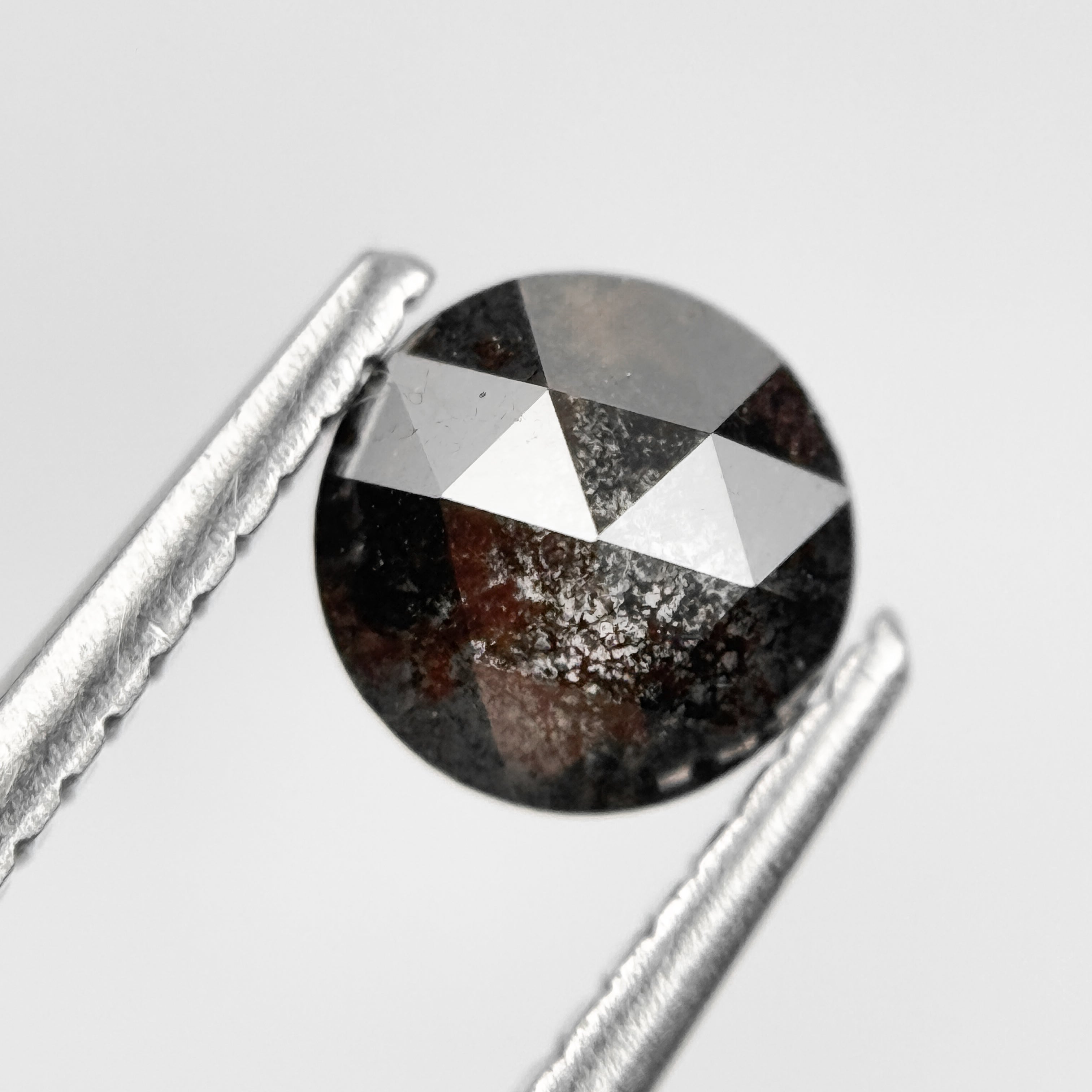 0.82 Ct Round Rose Cut Grey Natural Salt and Pepper Diamond