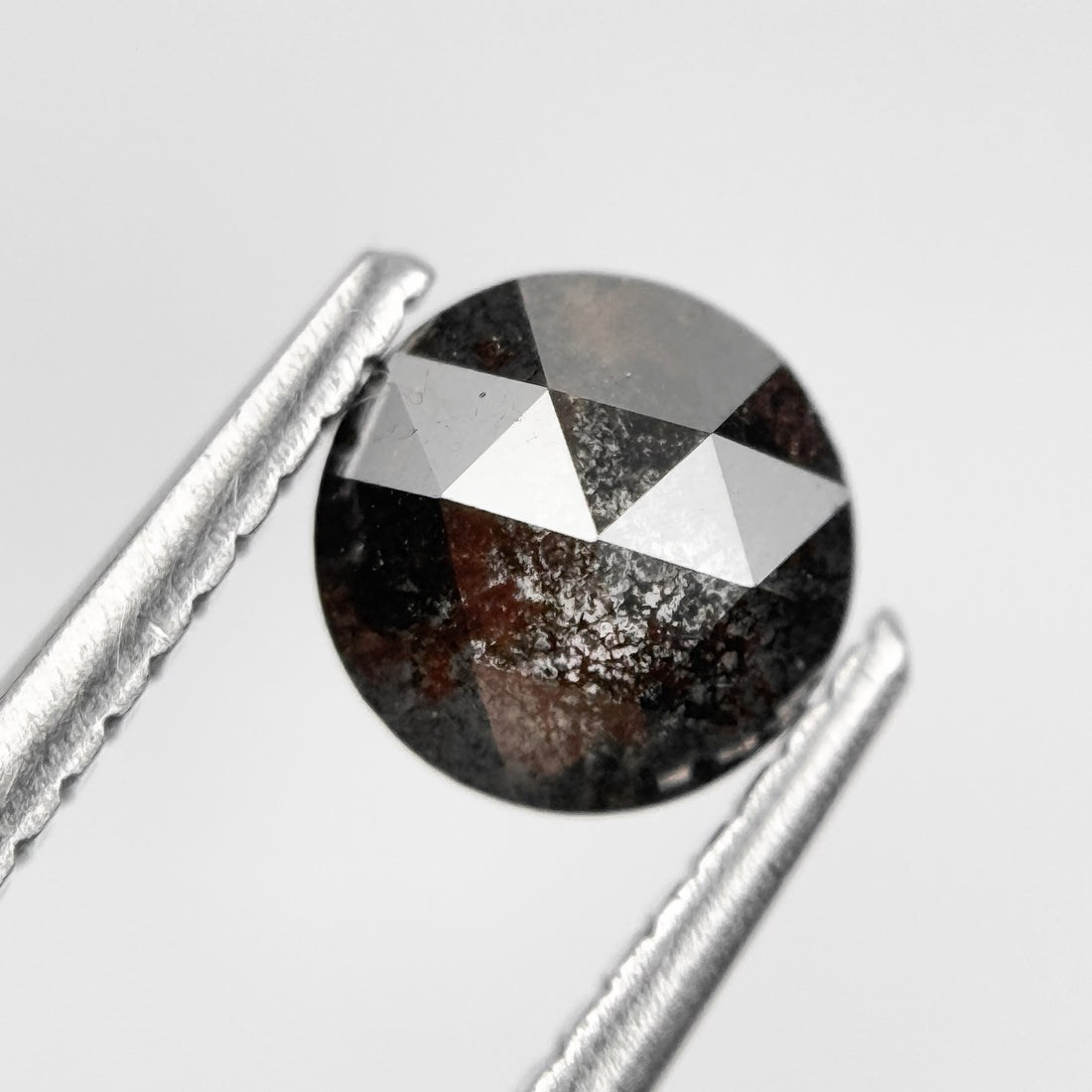 0.82 Ct Round Rose Cut Grey Natural Salt and Pepper Diamond
