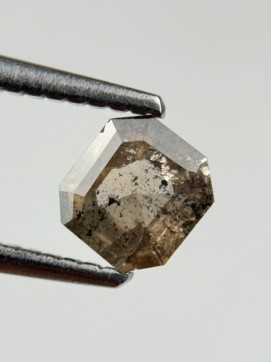 0.65 Ct  Octagon Rose Cut Brown Natural Salt and Pepper Diamond
