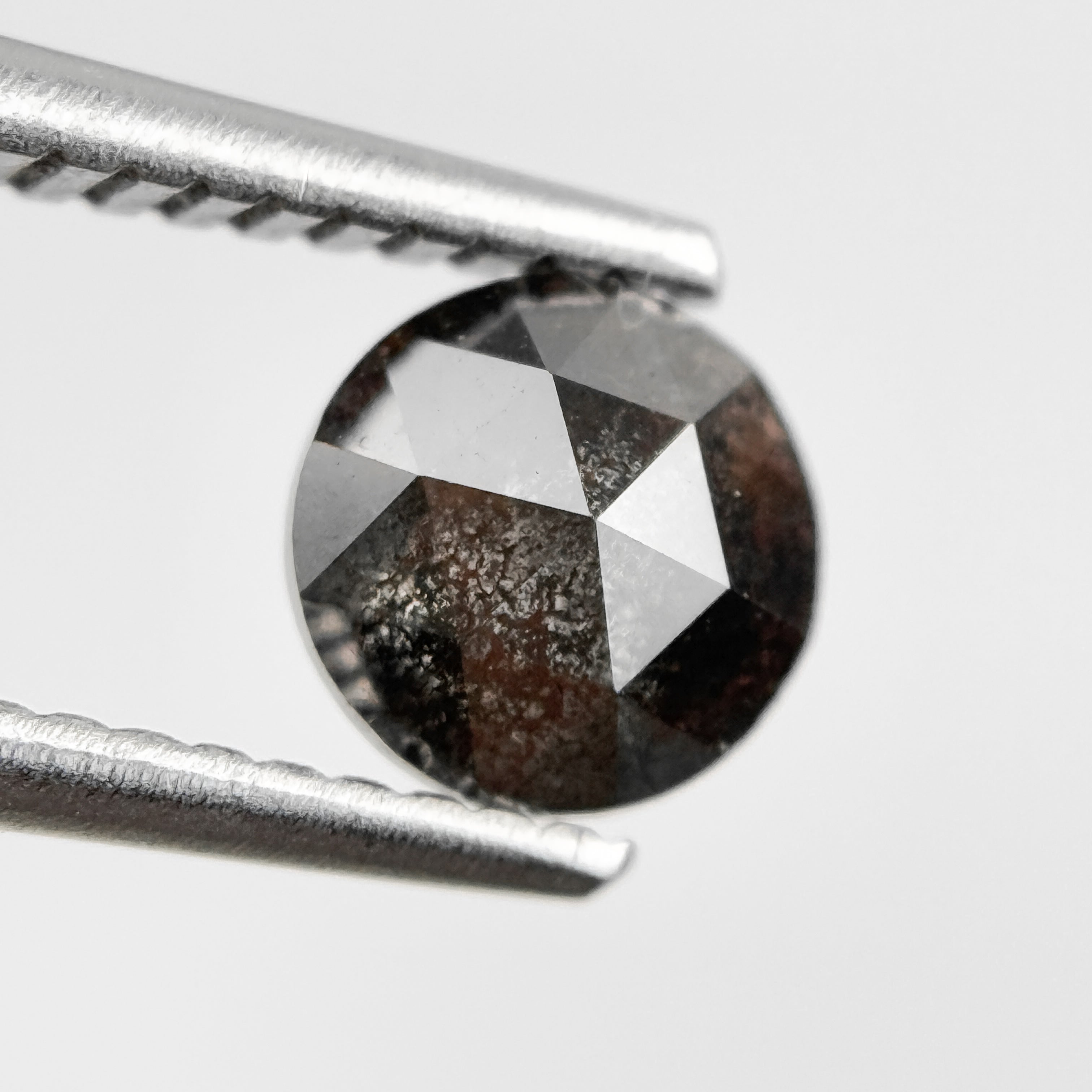 0.82 Ct Round Rose Cut Grey Natural Salt and Pepper Diamond