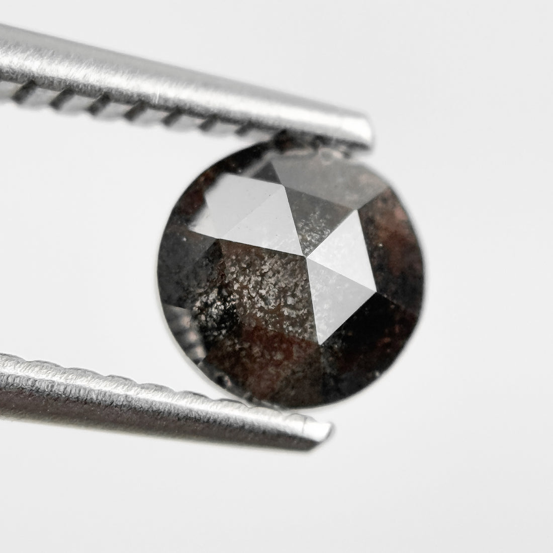 0.82 Ct Round Rose Cut Grey Natural Salt and Pepper Diamond