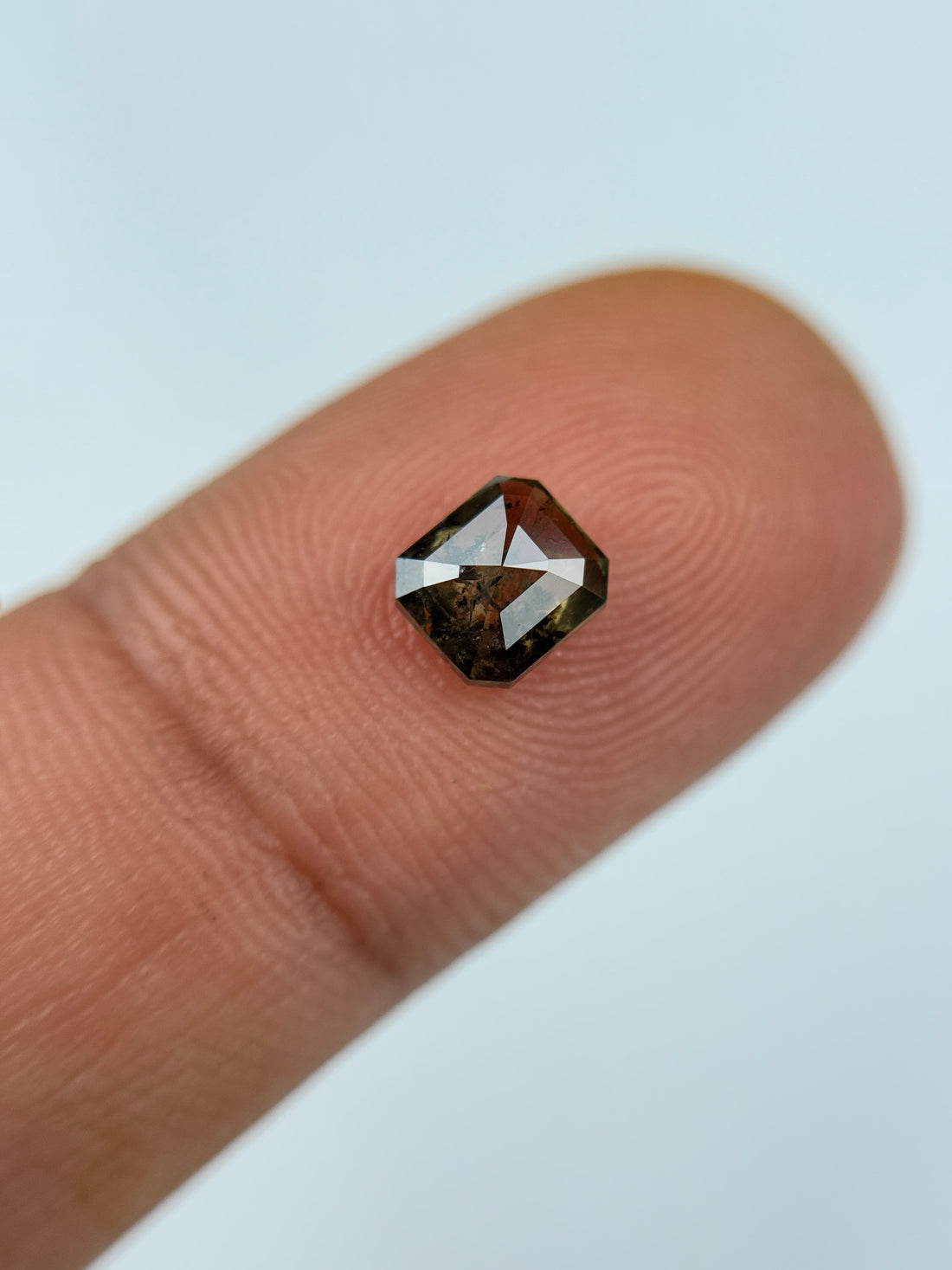 0.88 Ct Emerald Rose Cut Brown Natural Salt and Pepper Diamond