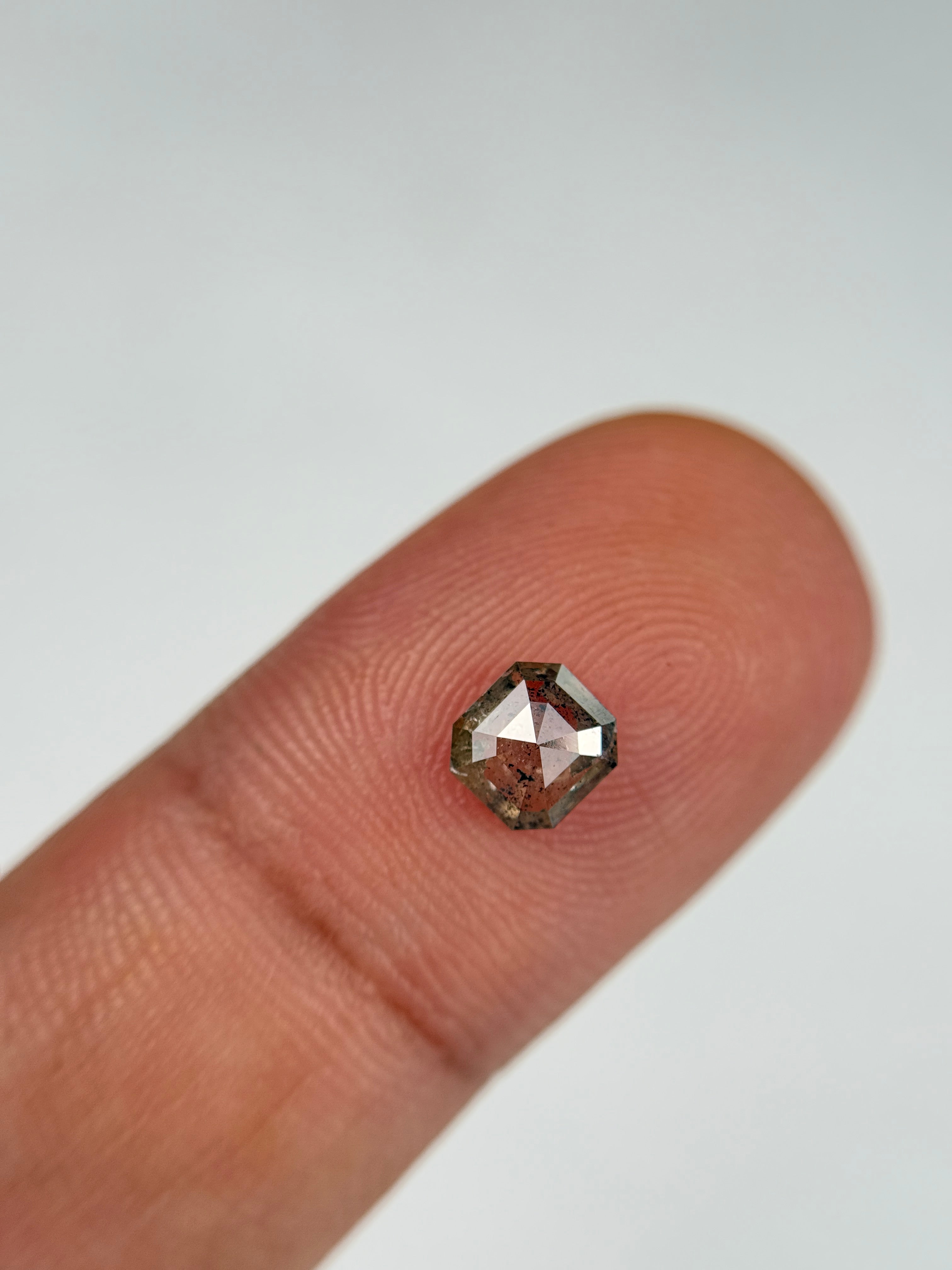 0.65 Ct  Octagon Rose Cut Brown Natural Salt and Pepper Diamond