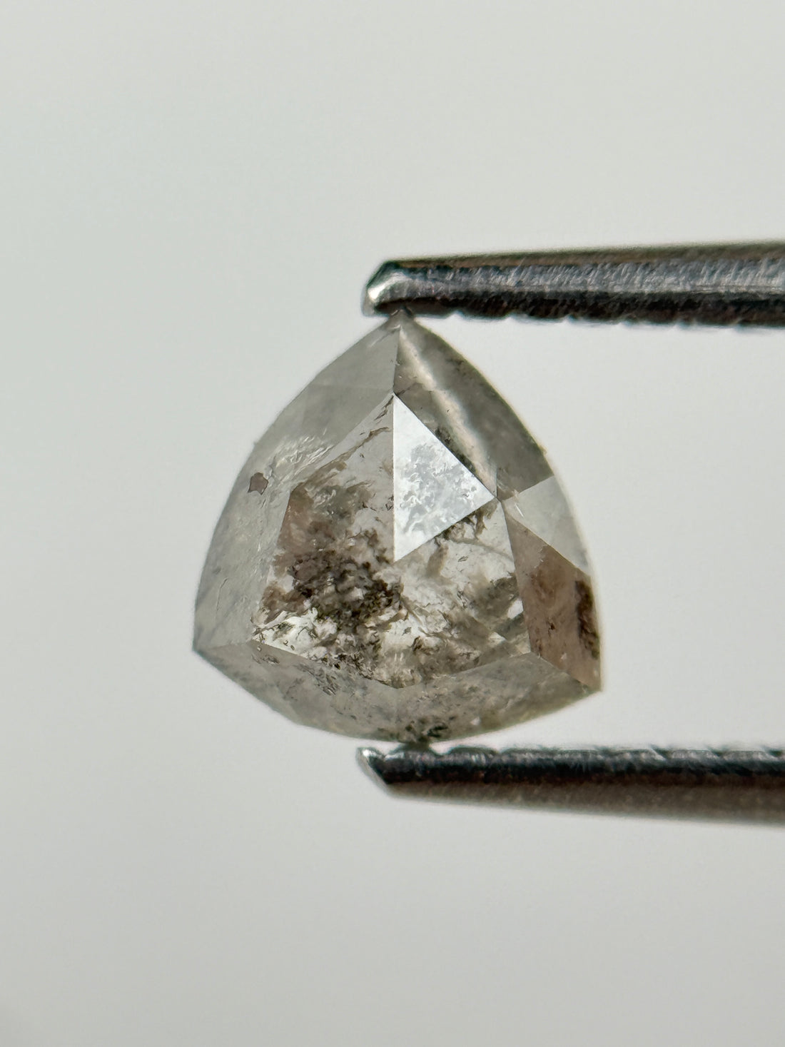 0.84 Ct Trillion Rose Cut Grey Natural Salt and Pepper Diamond