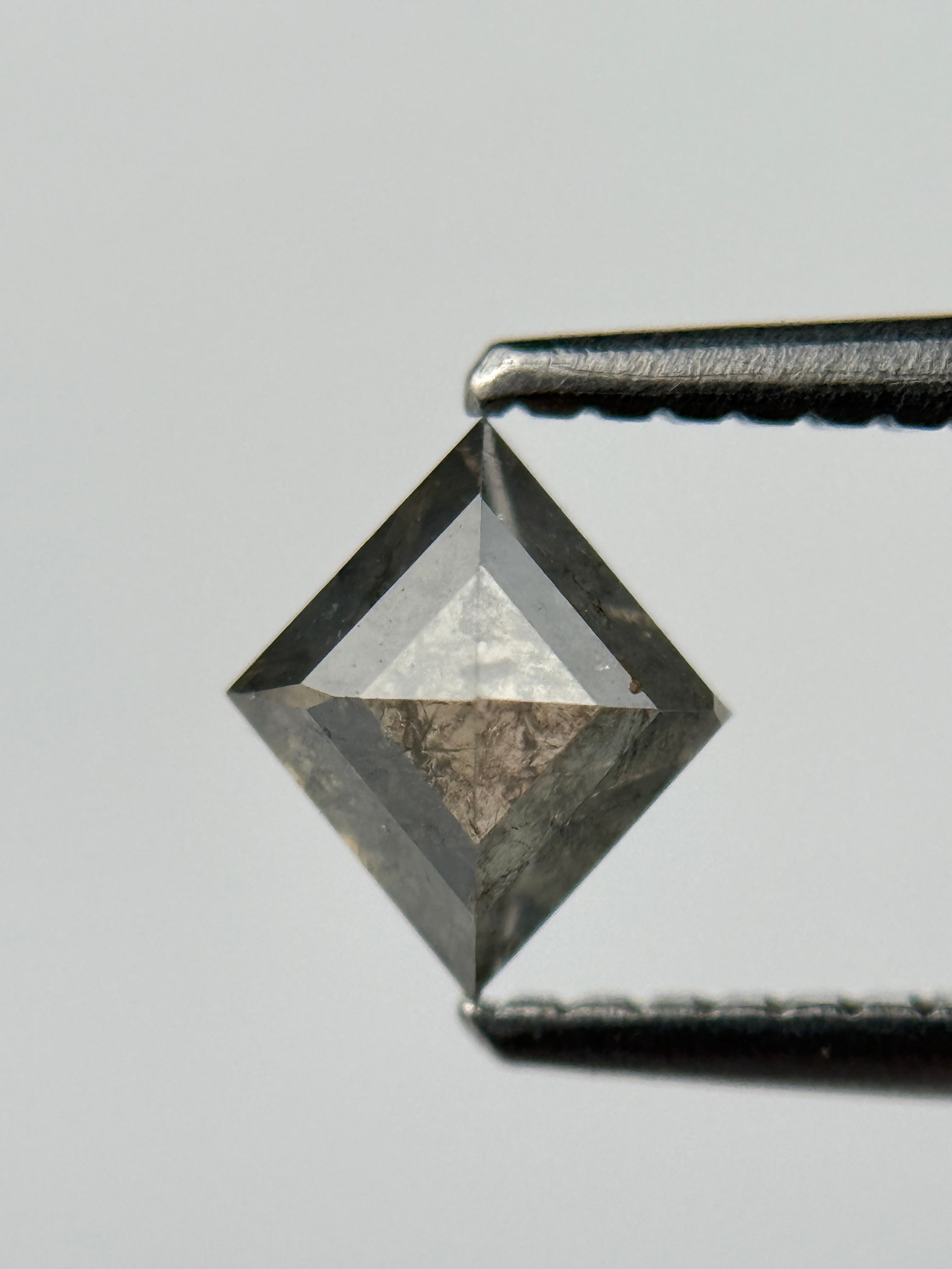 0.78 Ct Kite Rose Cut Grey Natural Salt and Pepper Diamond