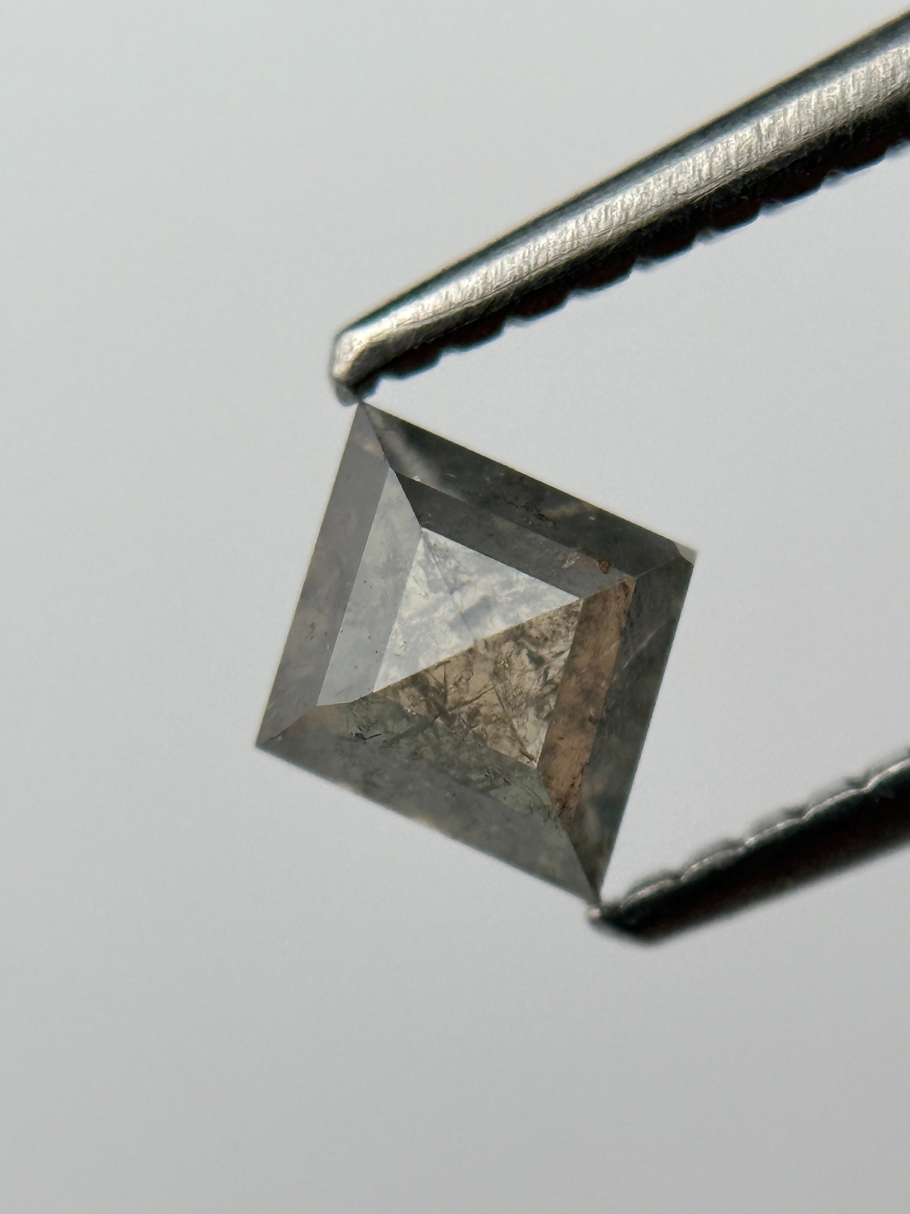 0.78 Ct Kite Rose Cut Grey Natural Salt and Pepper Diamond