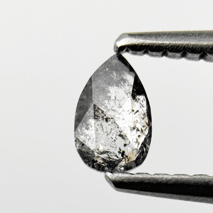 0.26 Ct Pear Rose Cut Grey Natural Salt and Pepper Diamond