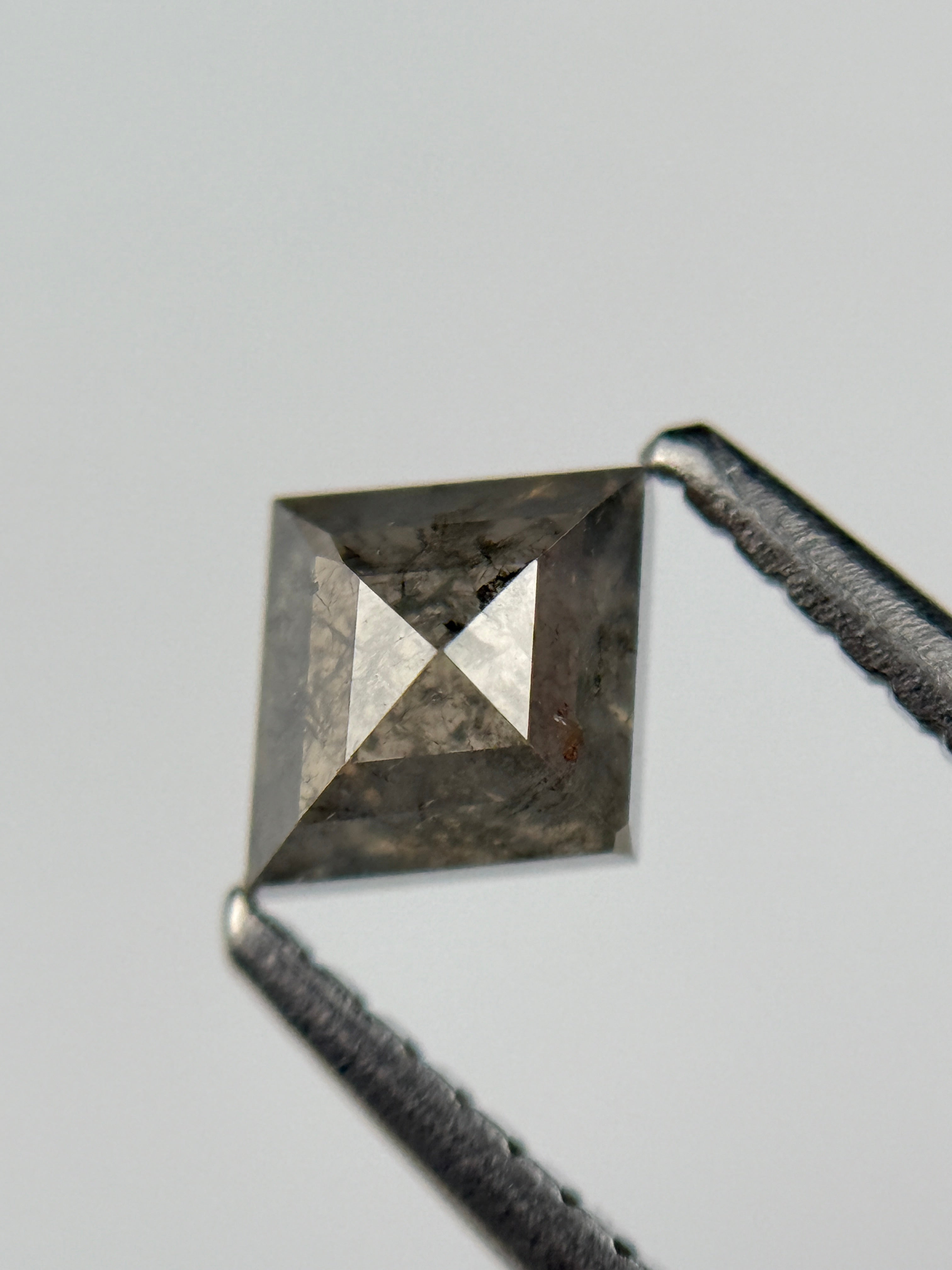 0.78 Ct Kite Rose Cut Grey Natural Salt and Pepper Diamond