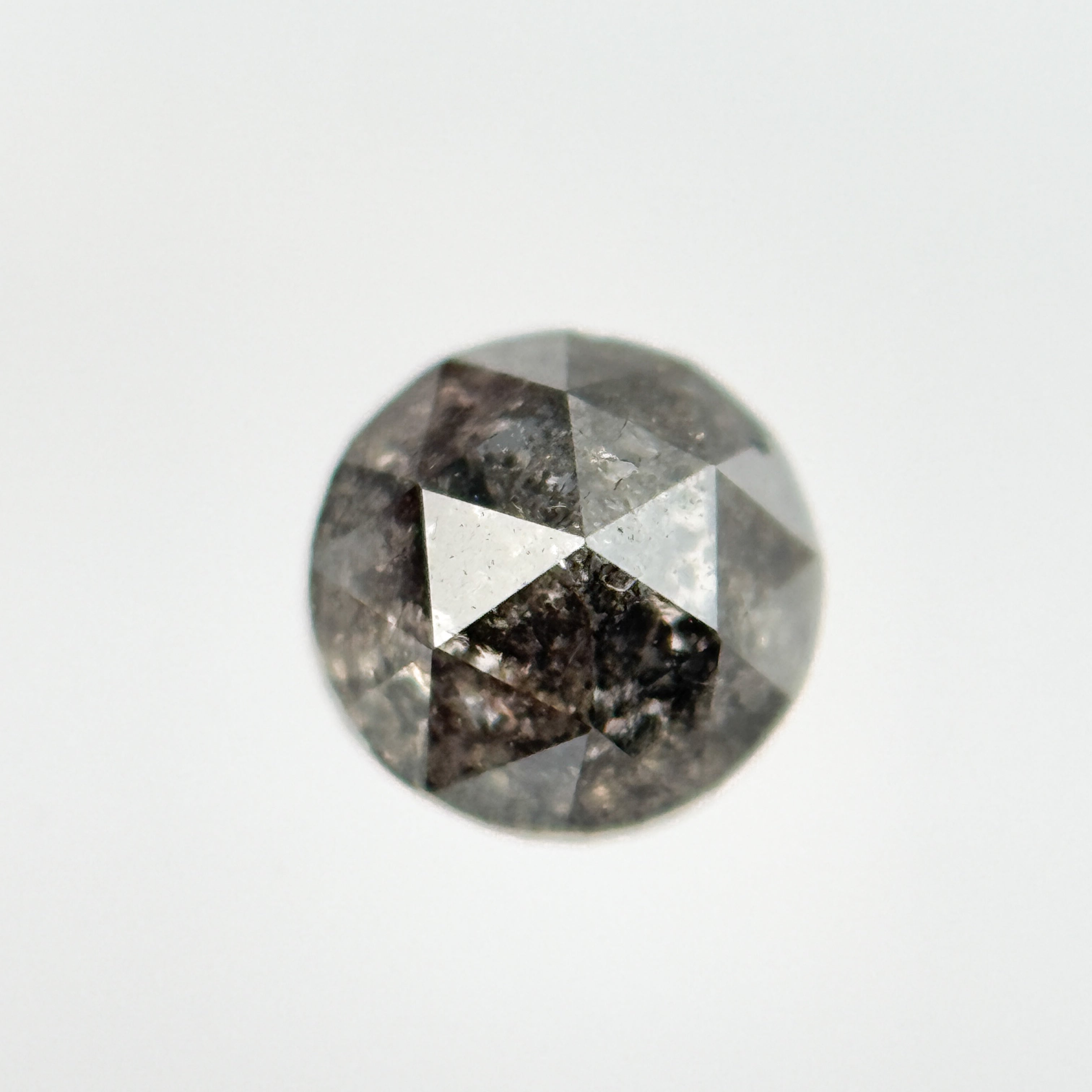 0.78 Ct Round Rose Cut Grey Natural Salt and Pepper Diamond