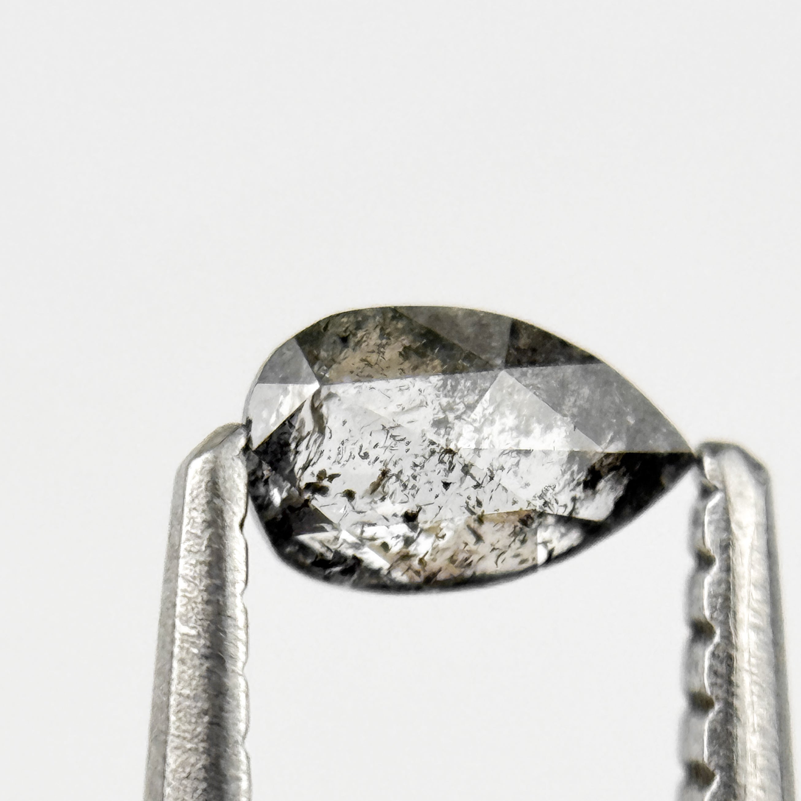 0.26 Ct Pear Rose Cut Grey Natural Salt and Pepper Diamond