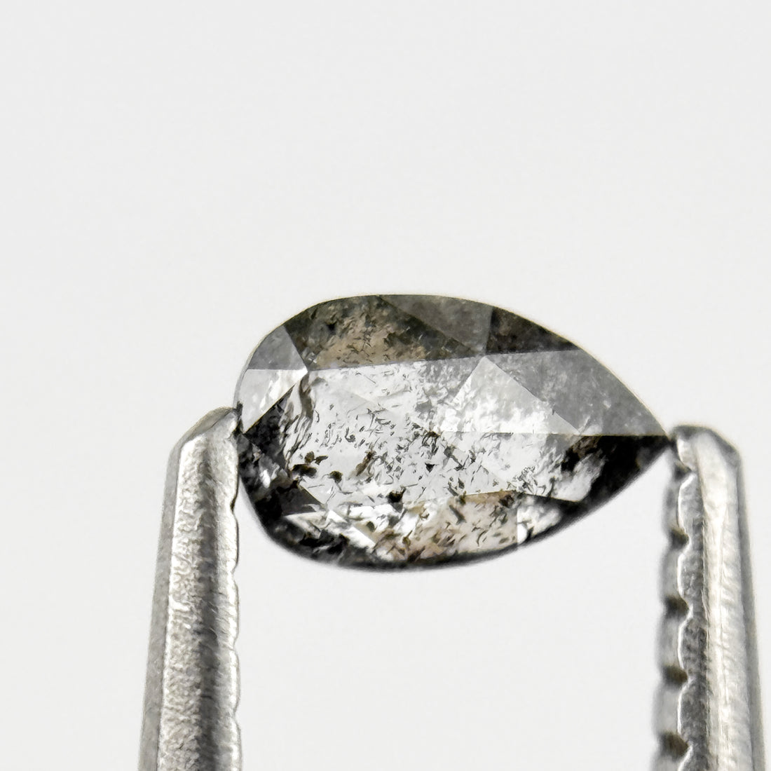 0.26 Ct Pear Rose Cut Grey Natural Salt and Pepper Diamond