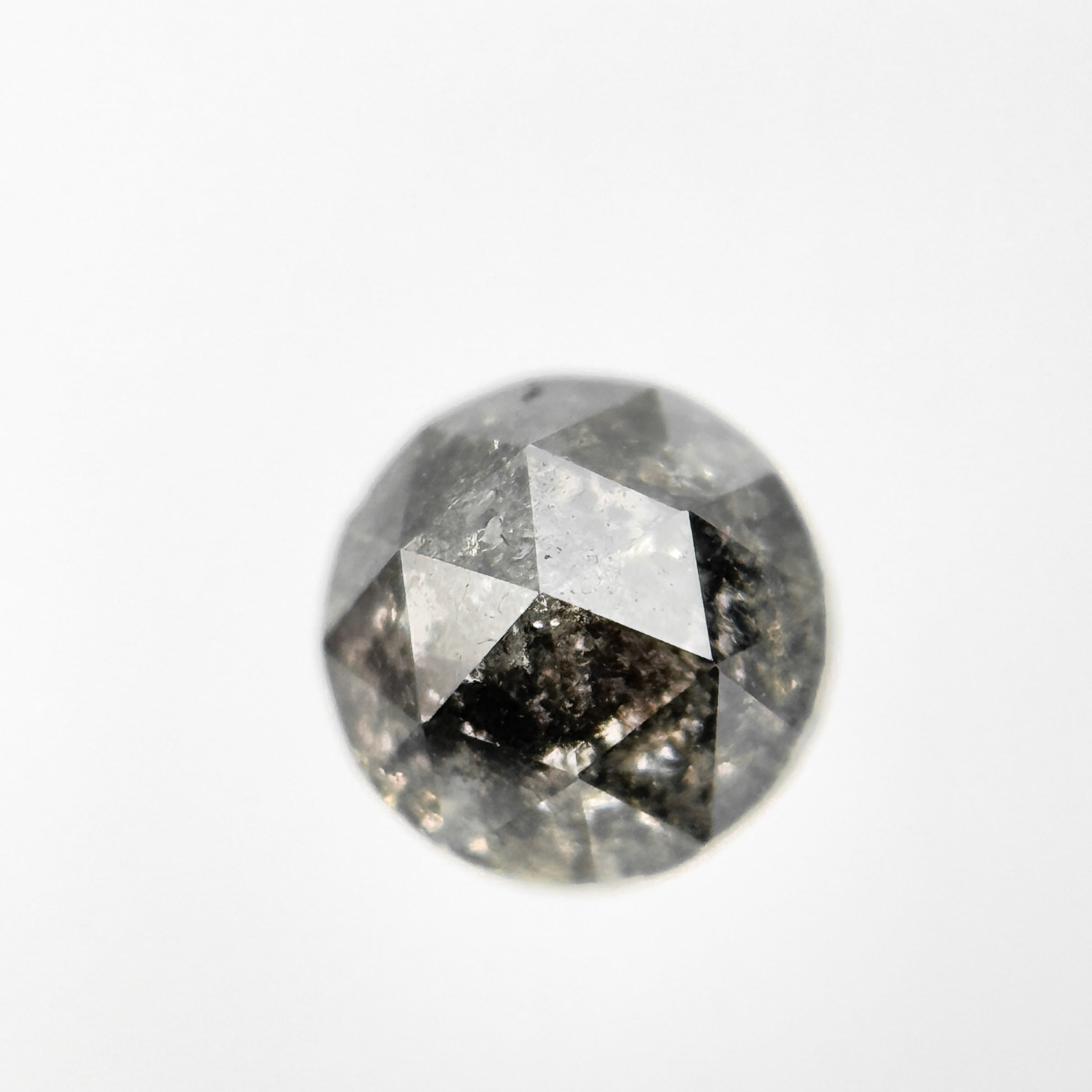 0.78 Ct Round Rose Cut Grey Natural Salt and Pepper Diamond