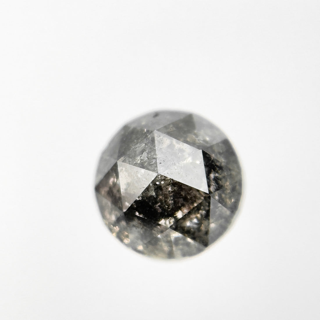 0.78 Ct Round Rose Cut Grey Natural Salt and Pepper Diamond