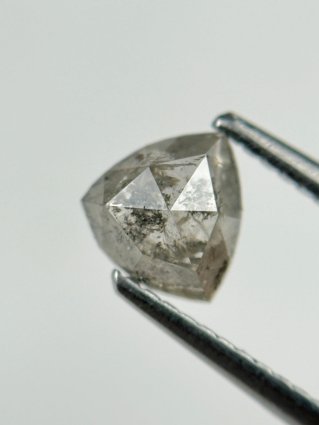 0.84 Ct Trillion Rose Cut Grey Natural Salt and Pepper Diamond