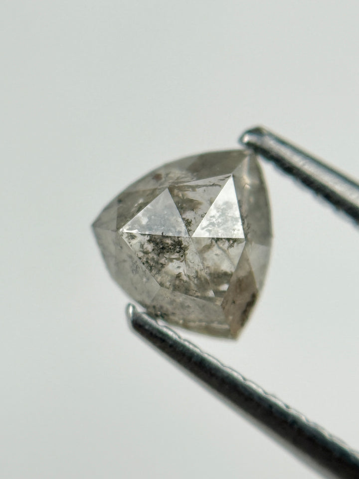 0.84 Ct Trillion Rose Cut Grey Natural Salt and Pepper Diamond