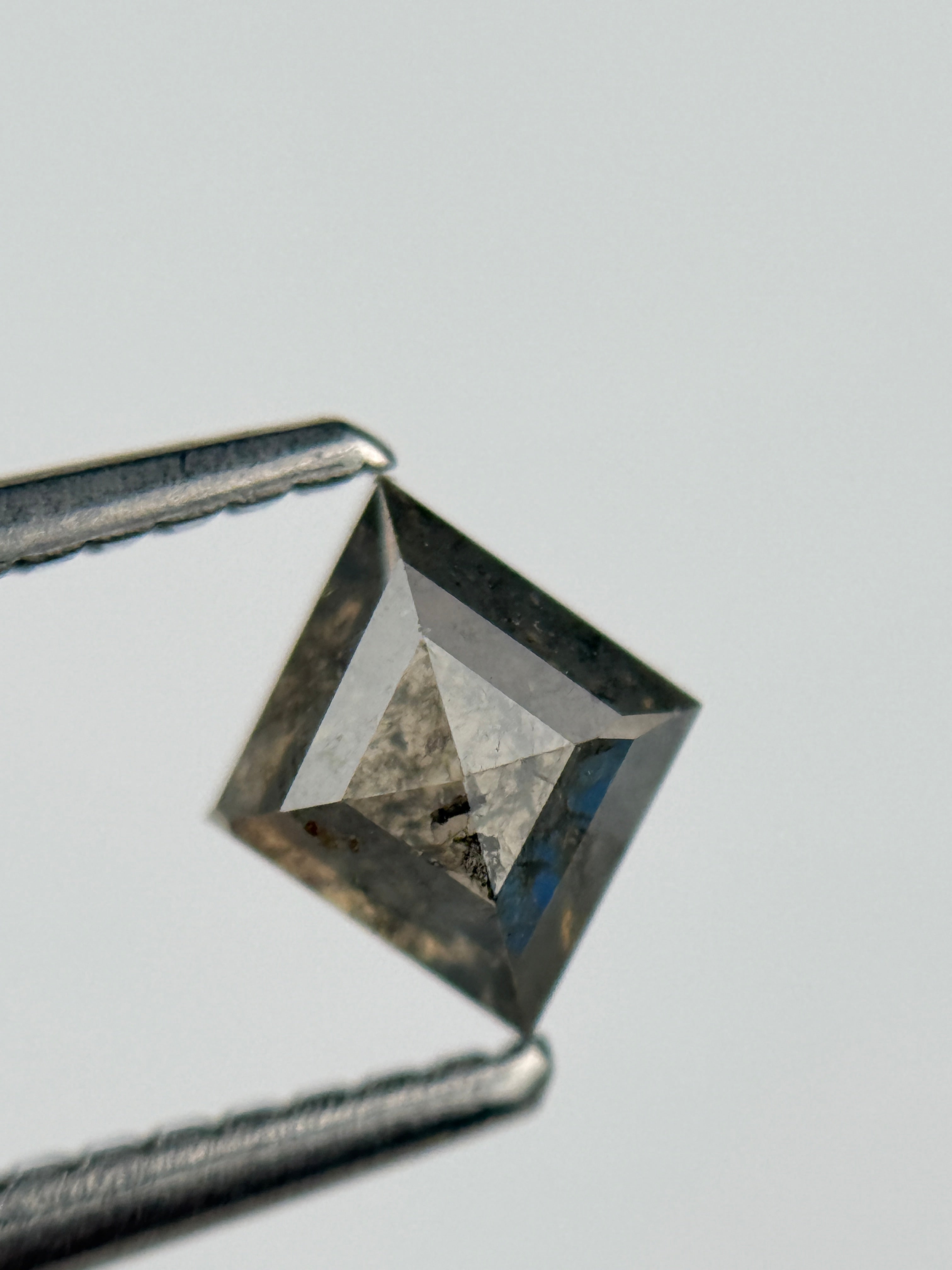 0.78 Ct Kite Rose Cut Grey Natural Salt and Pepper Diamond