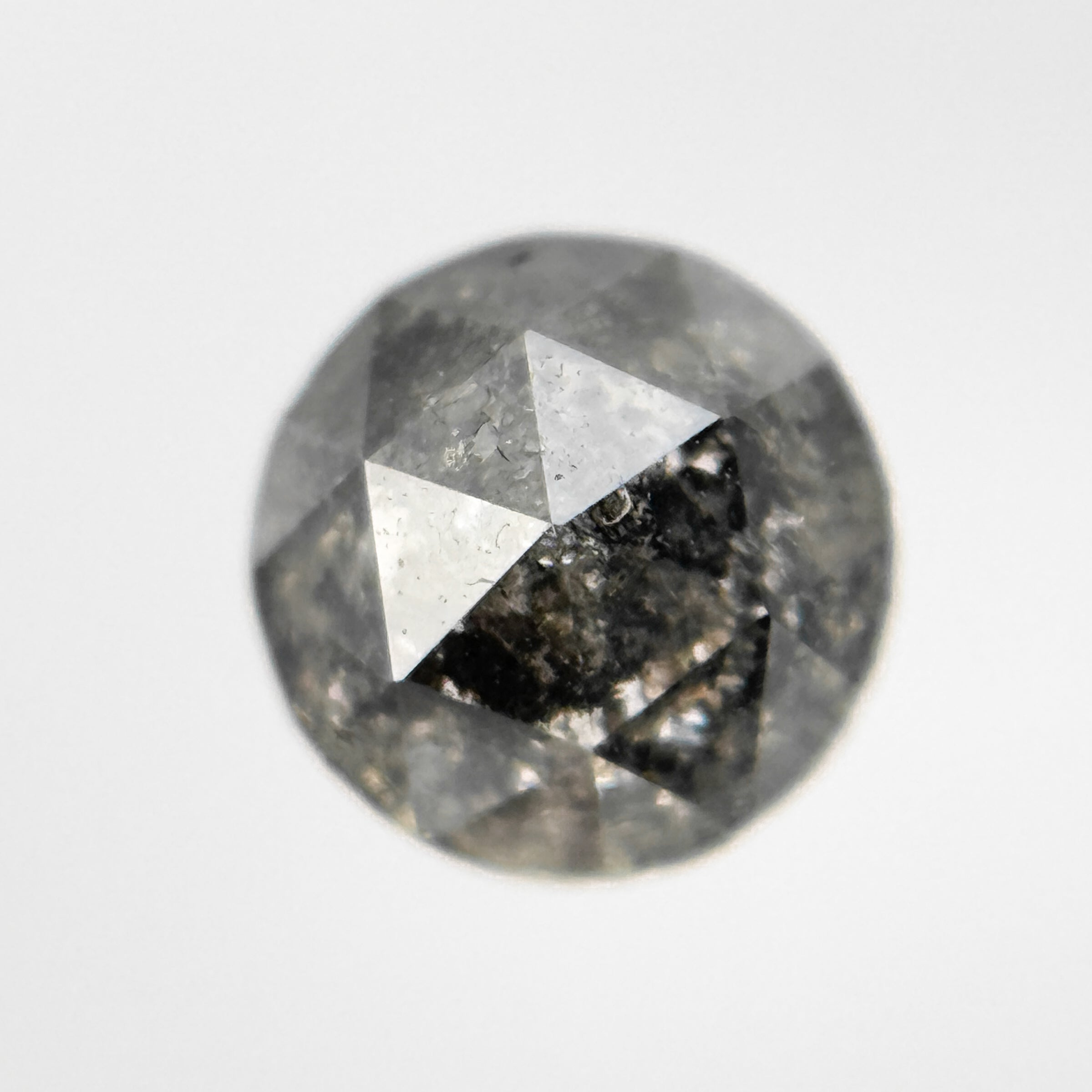 0.78 Ct Round Rose Cut Grey Natural Salt and Pepper Diamond