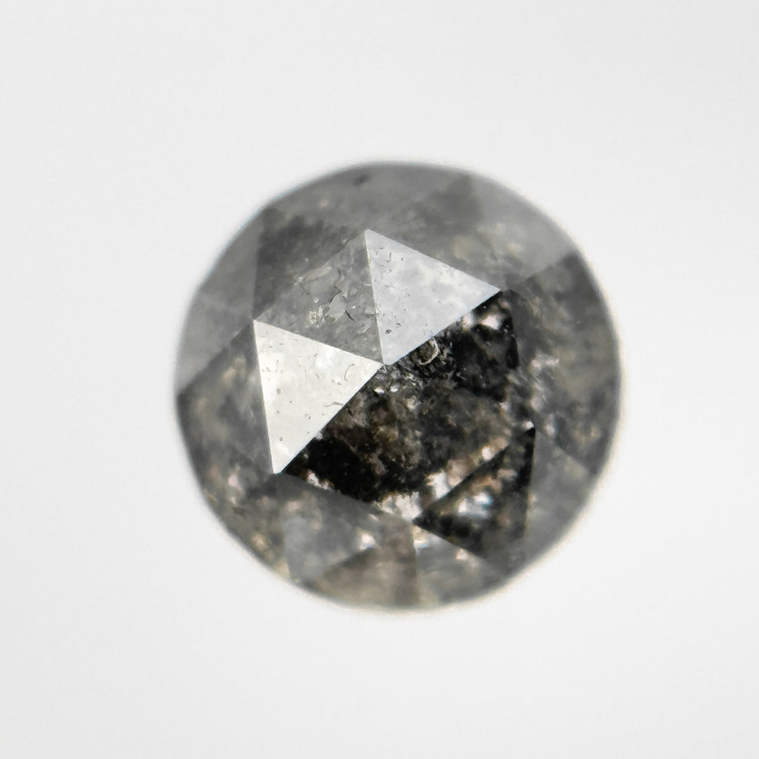 0.78 Ct Round Rose Cut Grey Natural Salt and Pepper Diamond