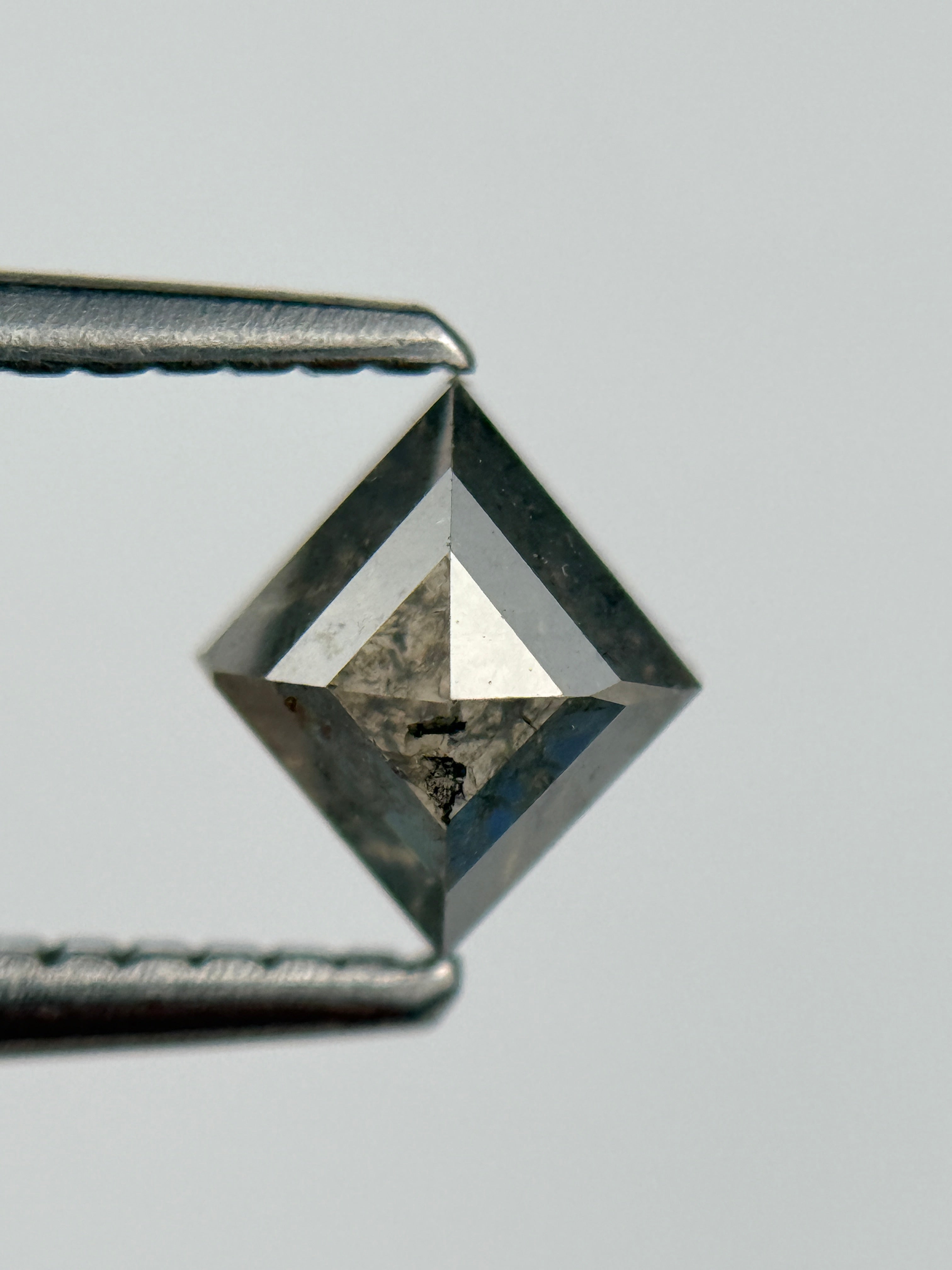 0.78 Ct Kite Rose Cut Grey Natural Salt and Pepper Diamond
