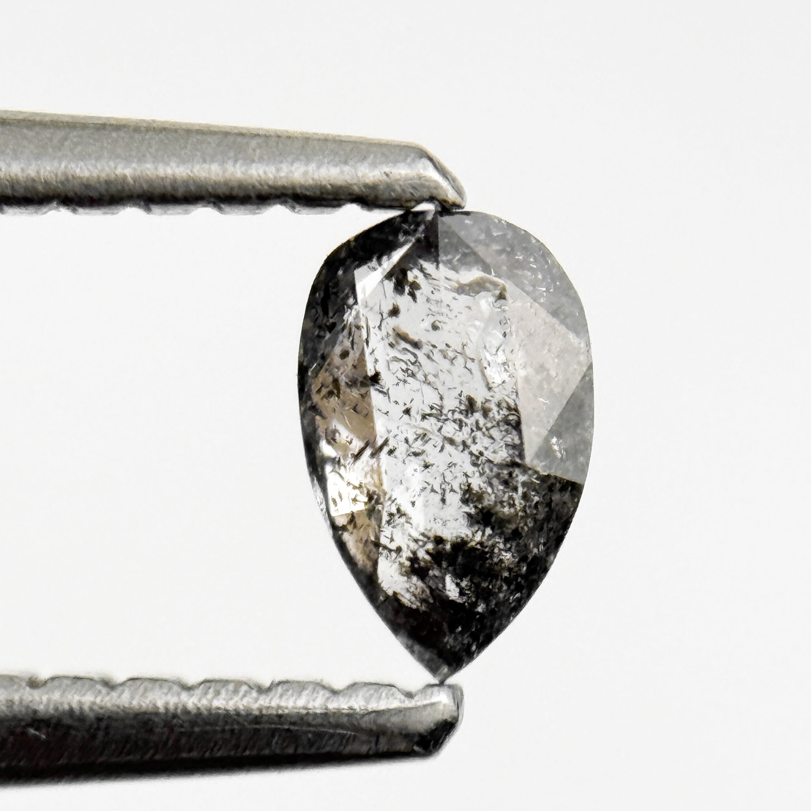 0.26 Ct Pear Rose Cut Grey Natural Salt and Pepper Diamond