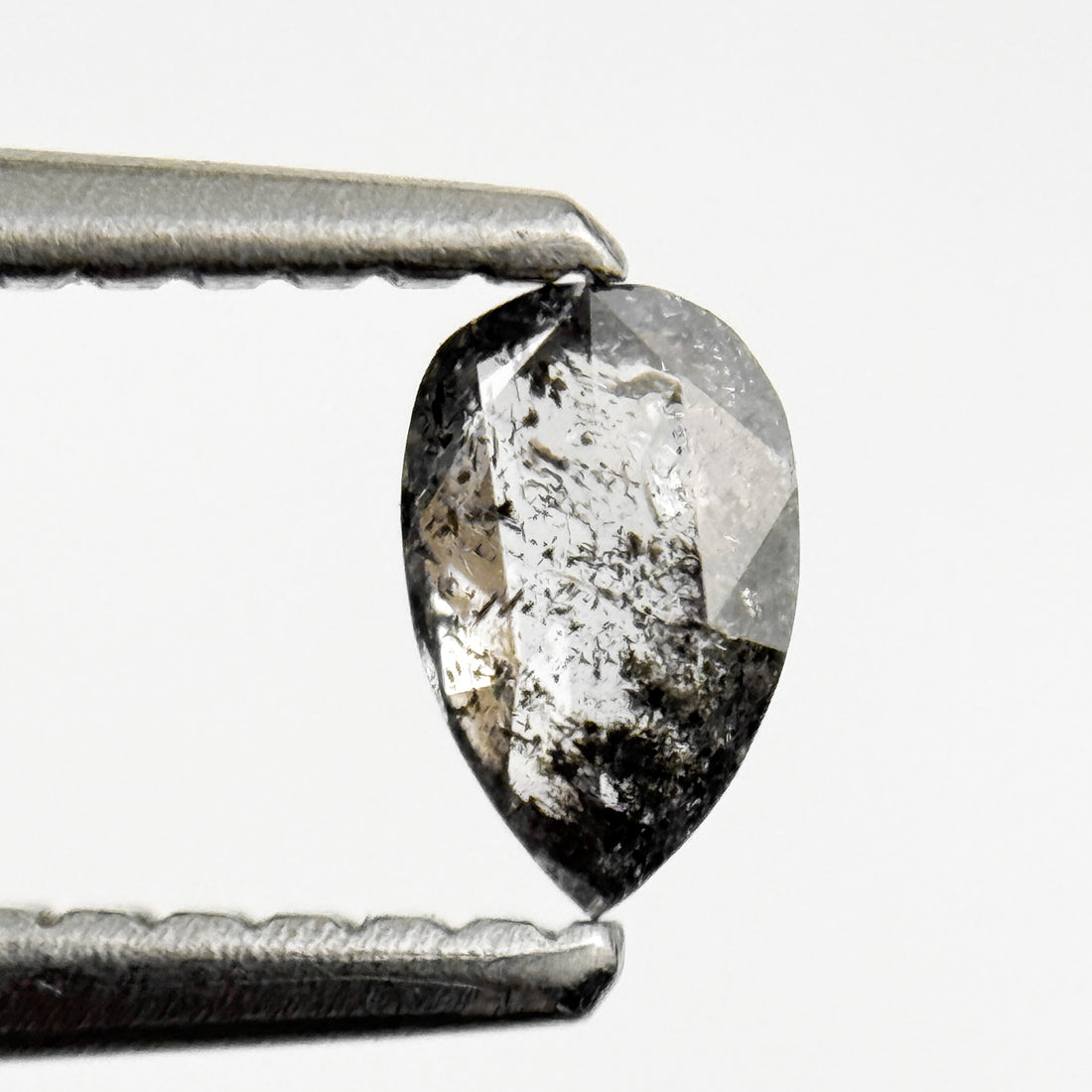 0.26 Ct Pear Rose Cut Grey Natural Salt and Pepper Diamond