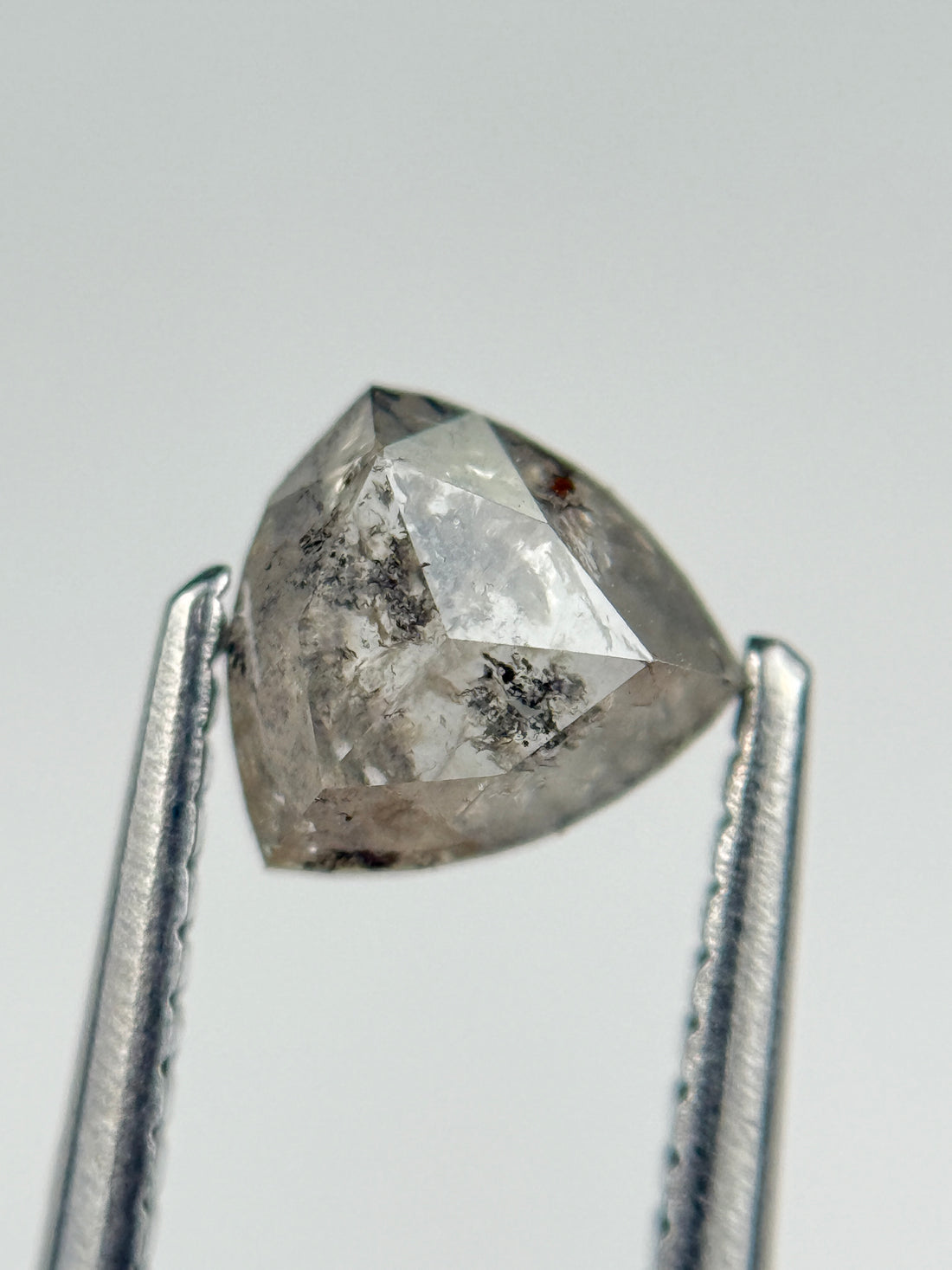 0.84 Ct Trillion Rose Cut Grey Natural Salt and Pepper Diamond