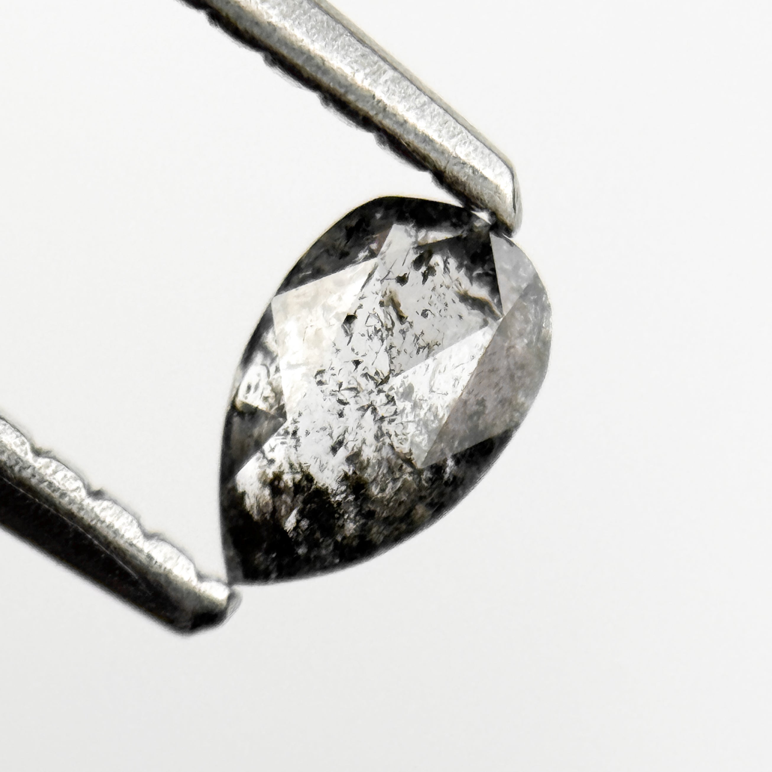 0.26 Ct Pear Rose Cut Grey Natural Salt and Pepper Diamond