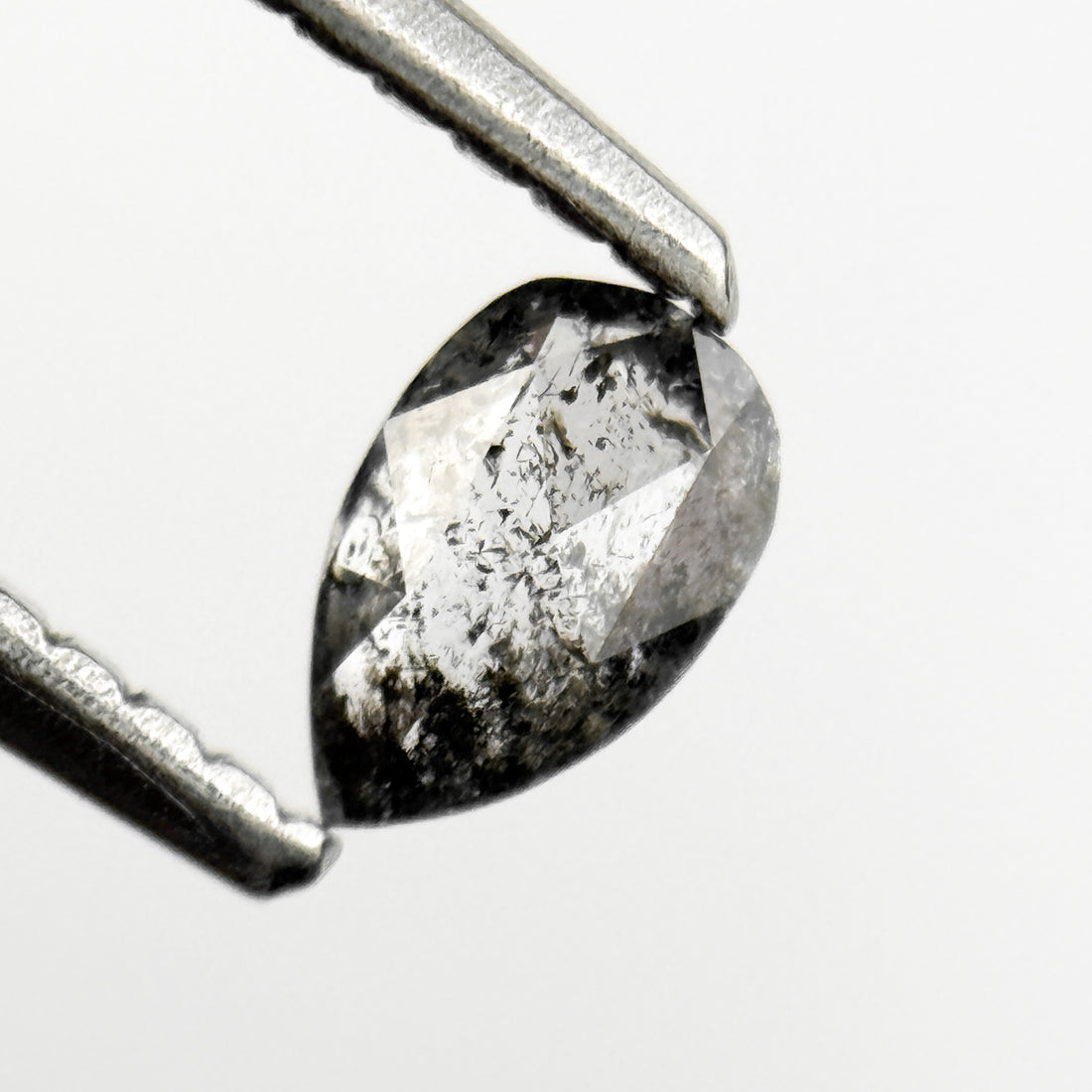 0.26 Ct Pear Rose Cut Grey Natural Salt and Pepper Diamond