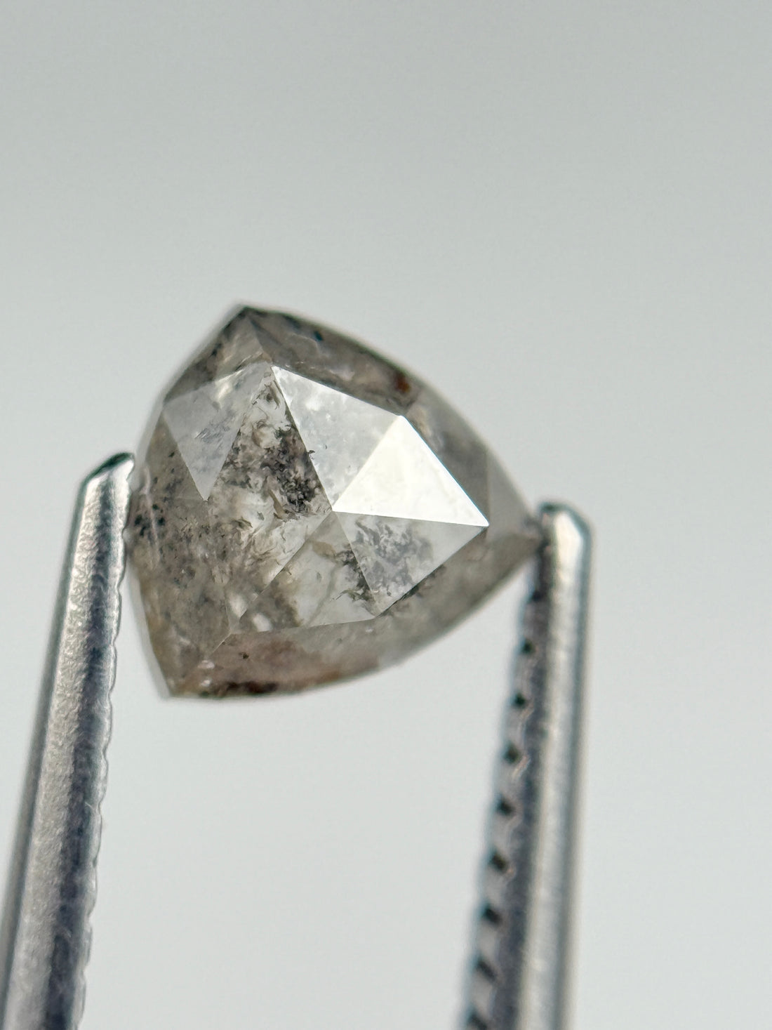 0.84 Ct Trillion Rose Cut Grey Natural Salt and Pepper Diamond