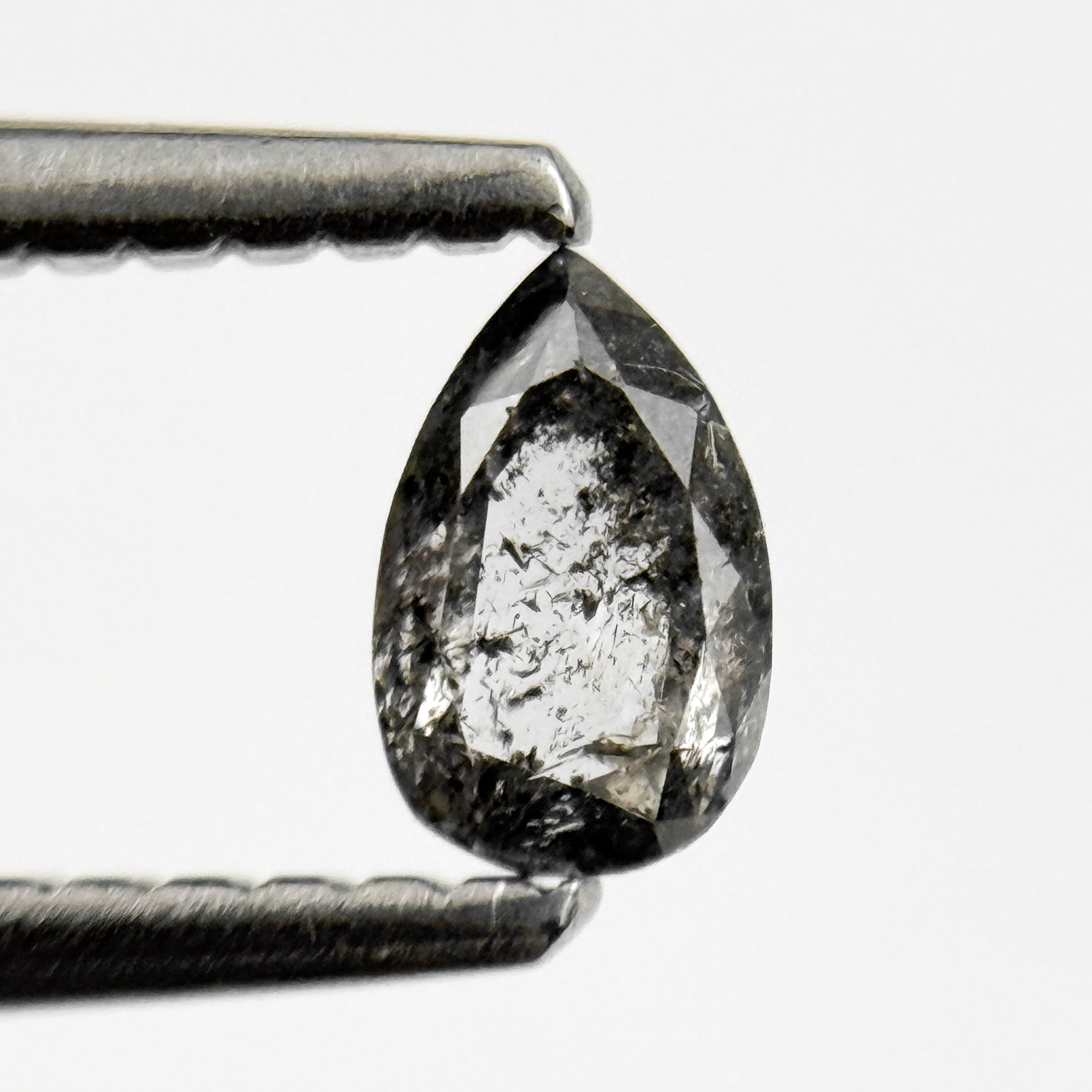 0.26 Ct Pear Rose Cut Grey Natural Salt and Pepper Diamond