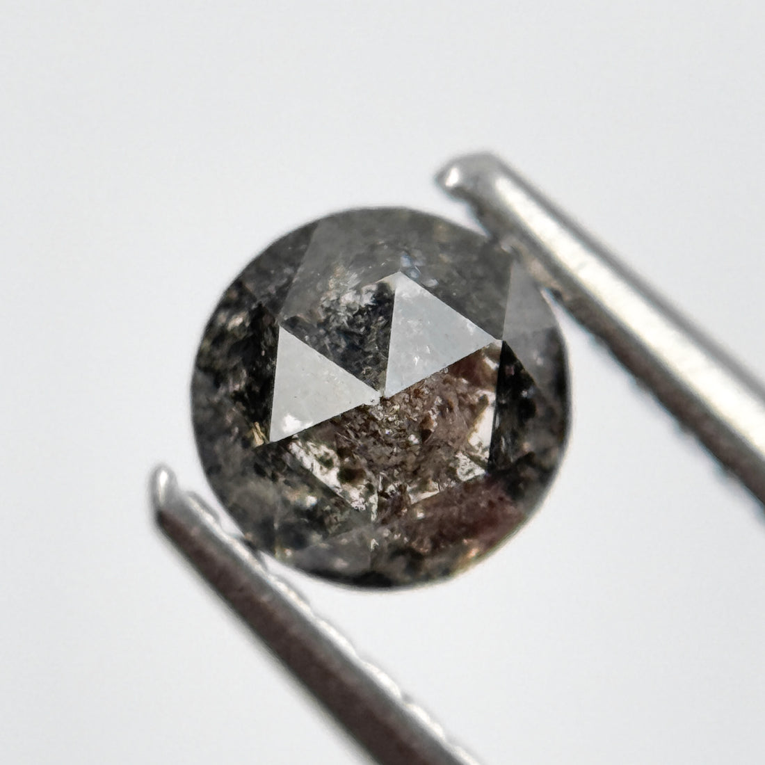 0.78 Ct Round Rose Cut Grey Natural Salt and Pepper Diamond
