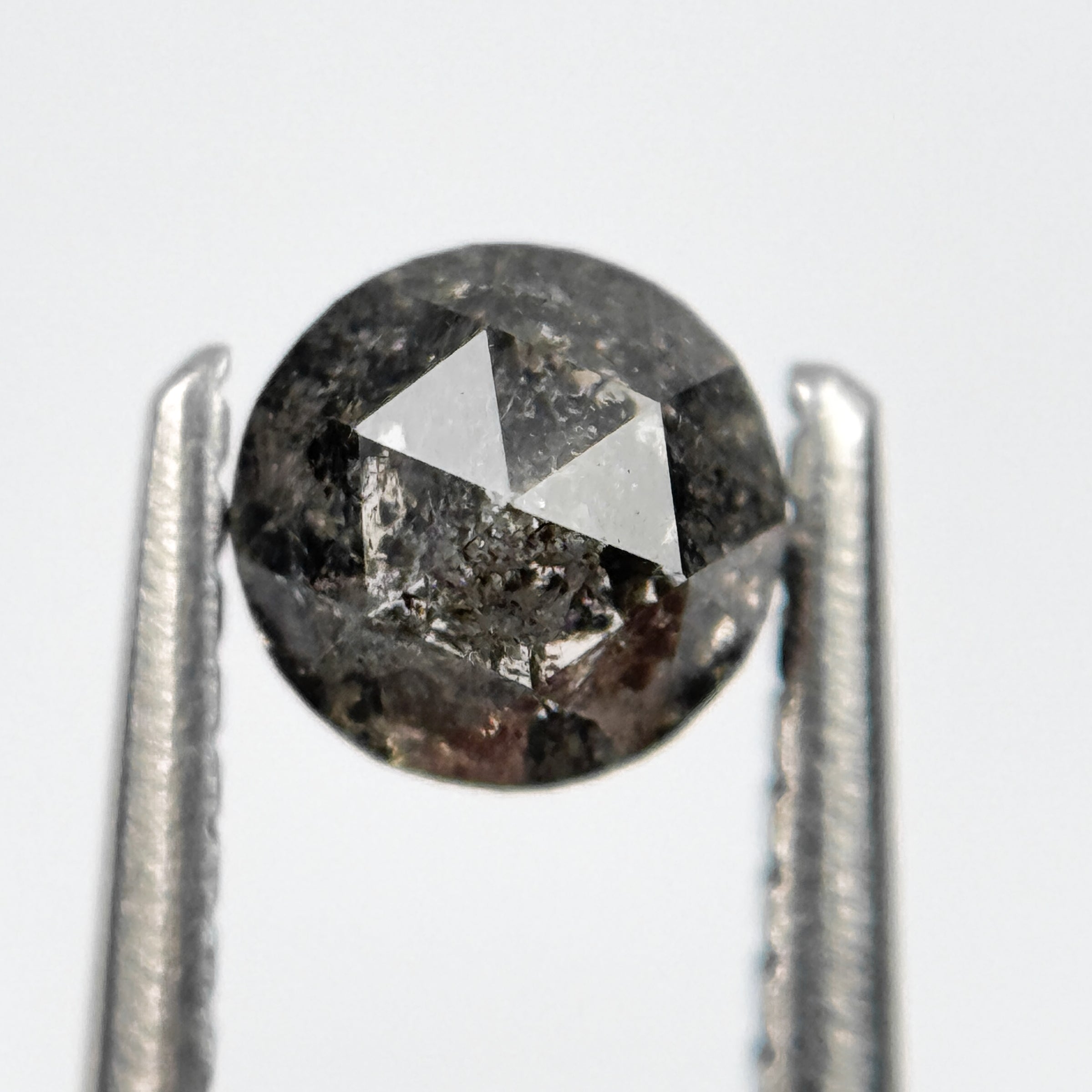 0.78 Ct Round Rose Cut Grey Natural Salt and Pepper Diamond