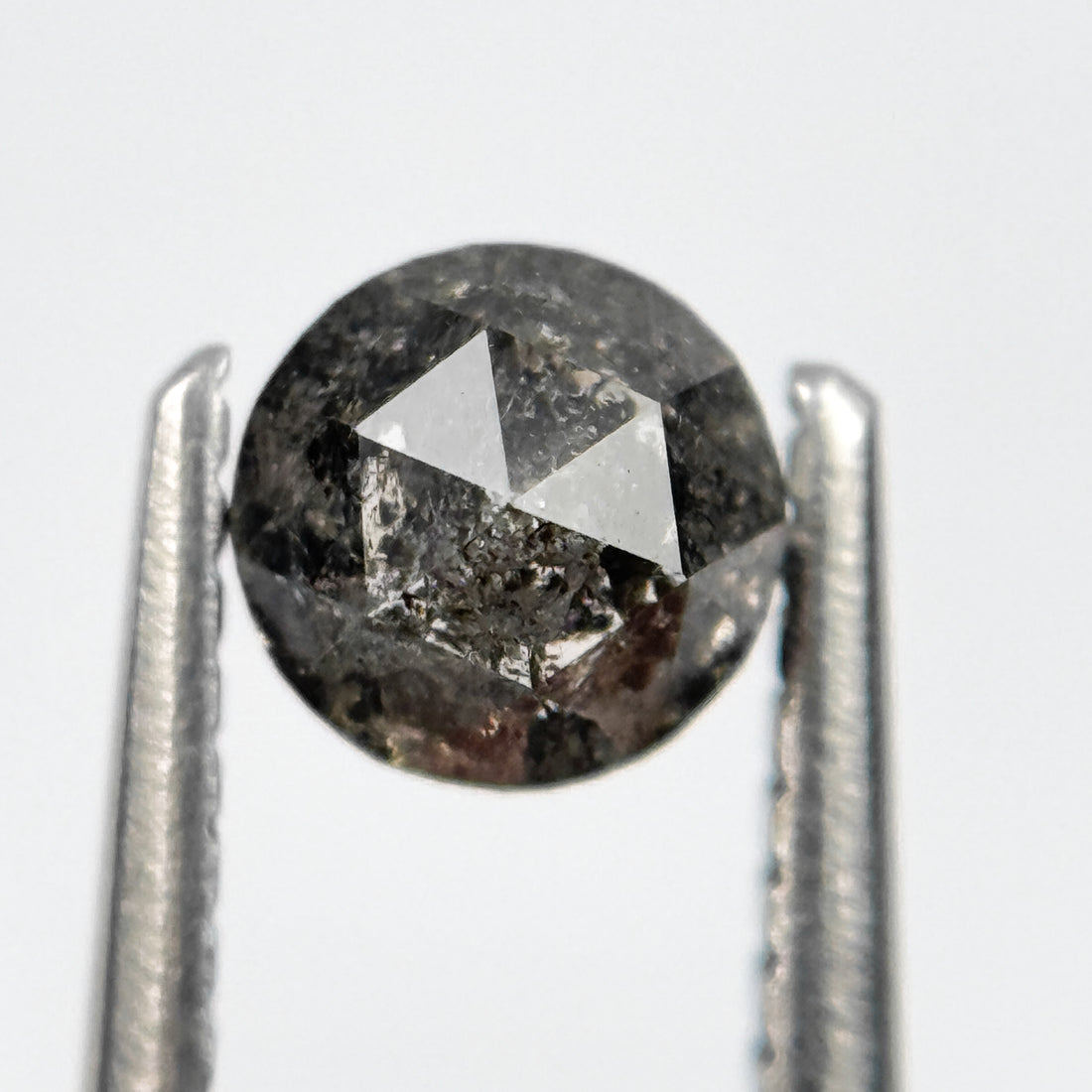 0.78 Ct Round Rose Cut Grey Natural Salt and Pepper Diamond