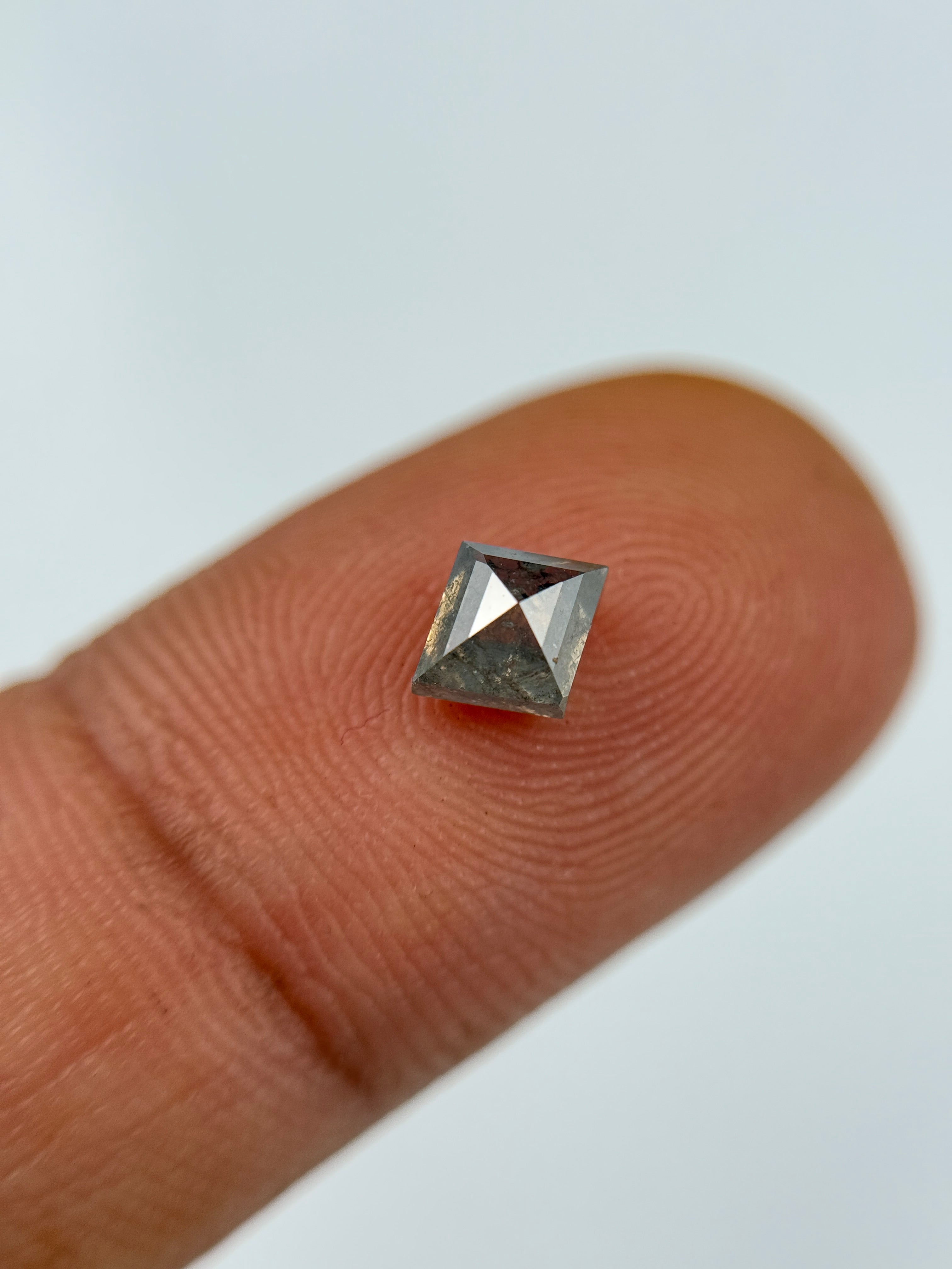0.78 Ct Kite Rose Cut Grey Natural Salt and Pepper Diamond