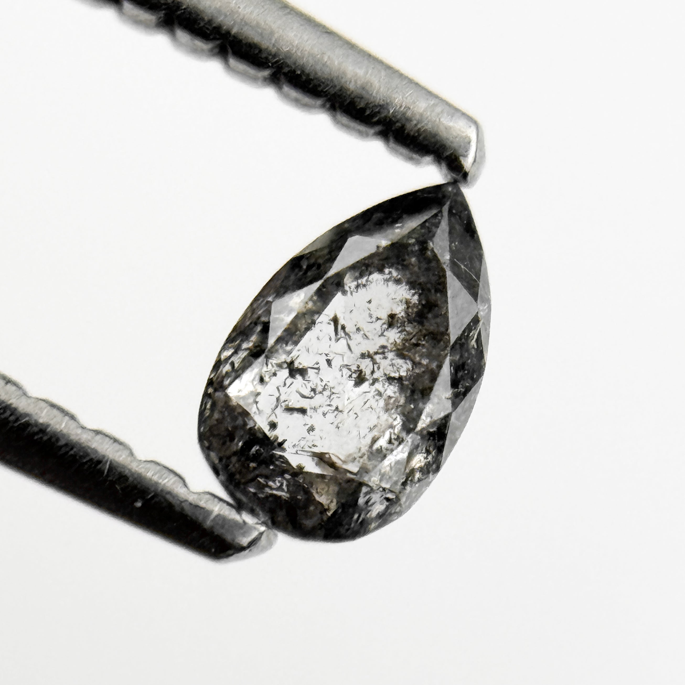 0.26 Ct Pear Rose Cut Grey Natural Salt and Pepper Diamond