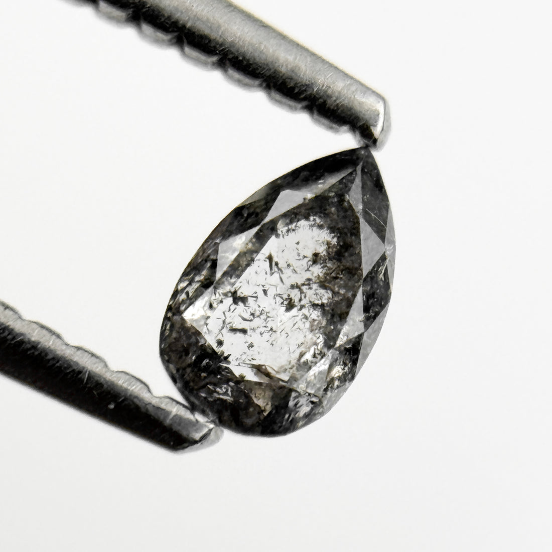 0.26 Ct Pear Rose Cut Grey Natural Salt and Pepper Diamond