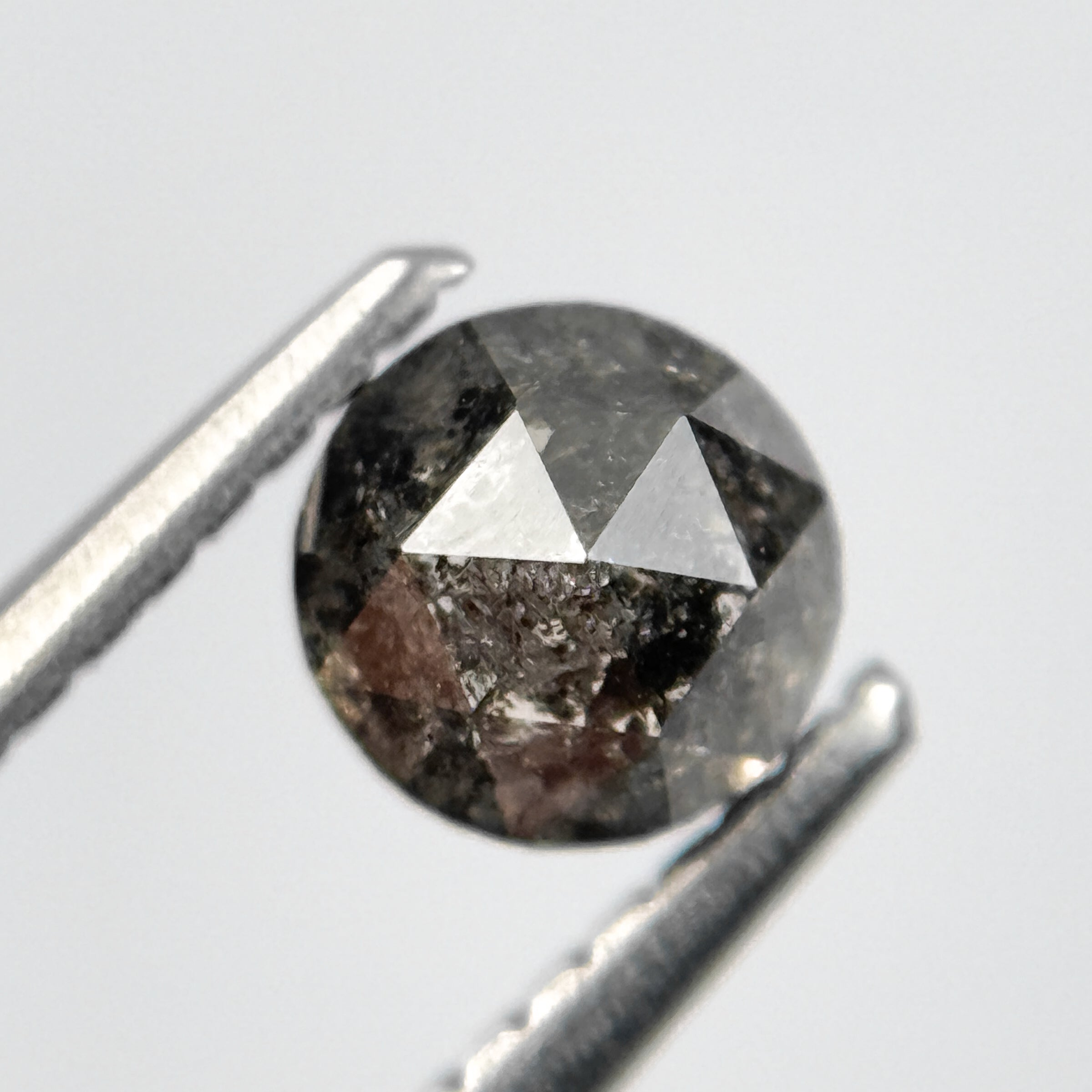 0.78 Ct Round Rose Cut Grey Natural Salt and Pepper Diamond
