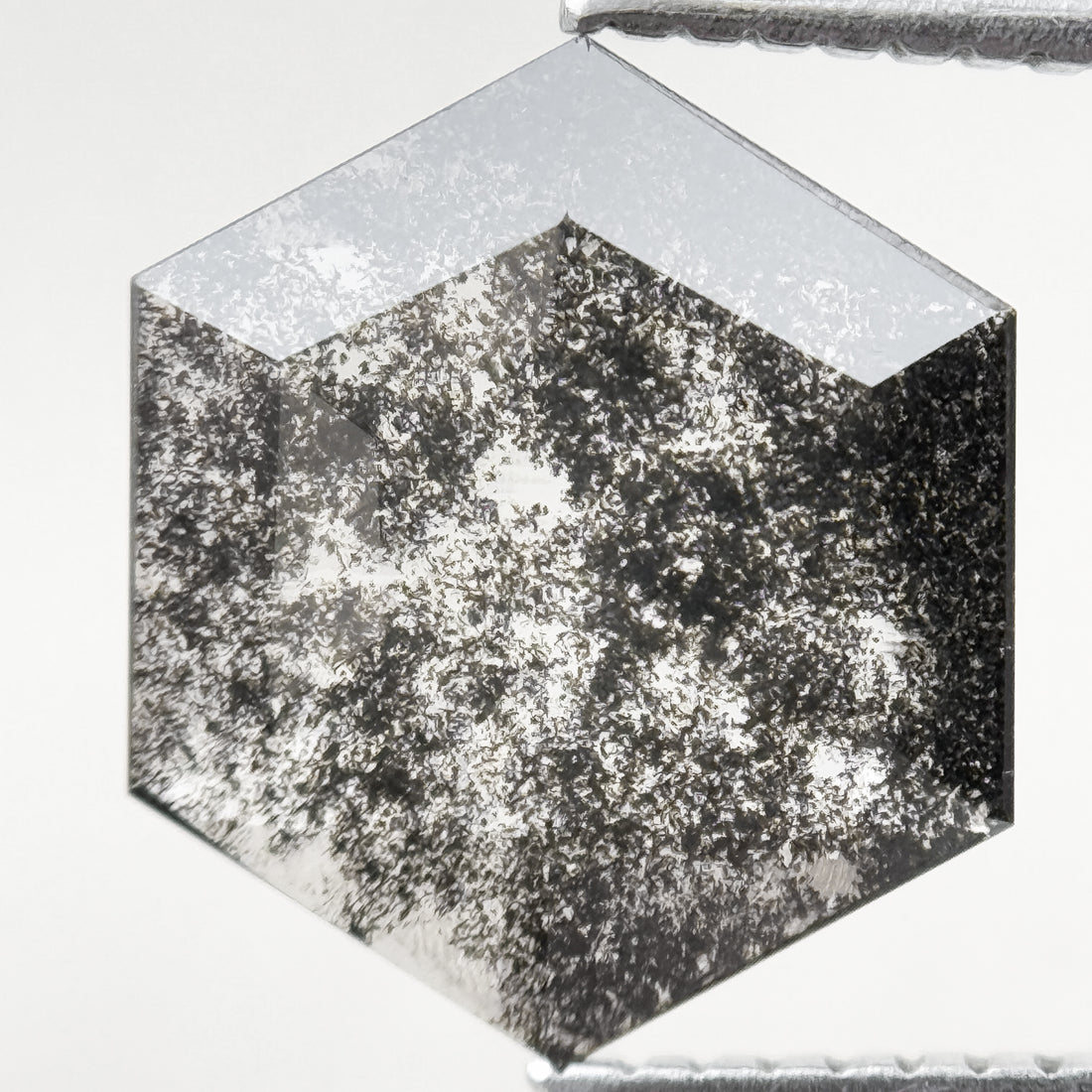 1.65 Ct Hexagon Rose Cut Grey Natural Salt and Pepper Diamond