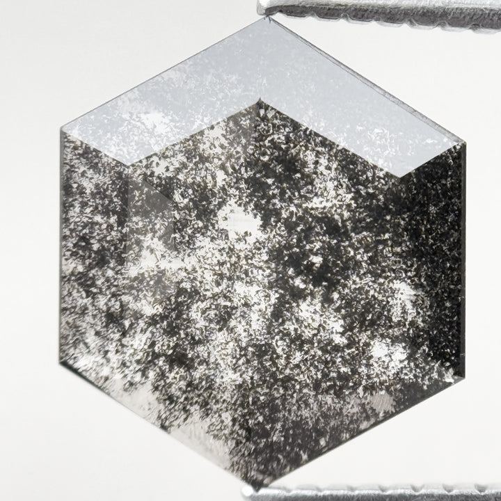 1.65 Ct Hexagon Rose Cut Grey Natural Salt and Pepper Diamond