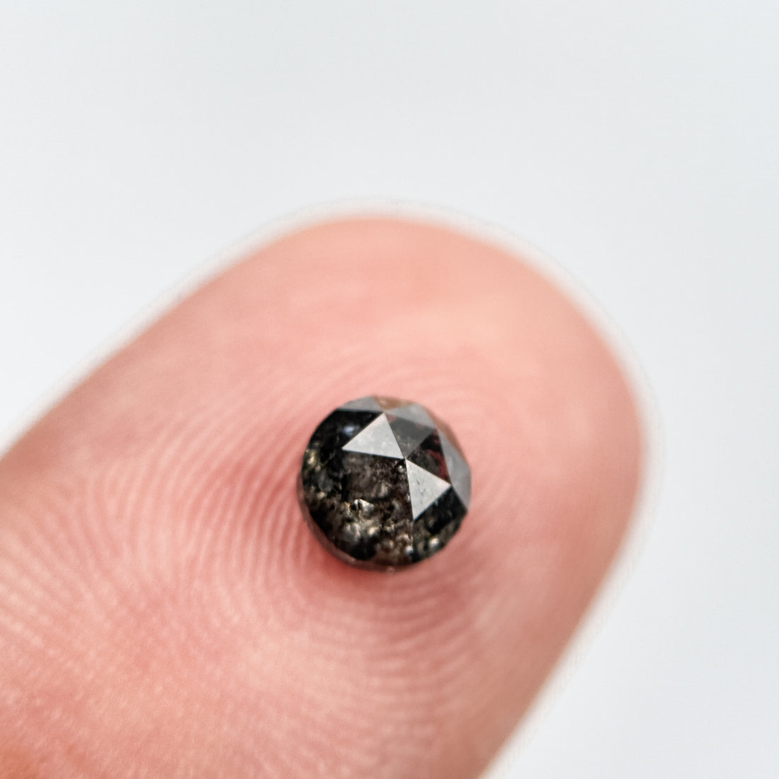 0.78 Ct Round Rose Cut Grey Natural Salt and Pepper Diamond
