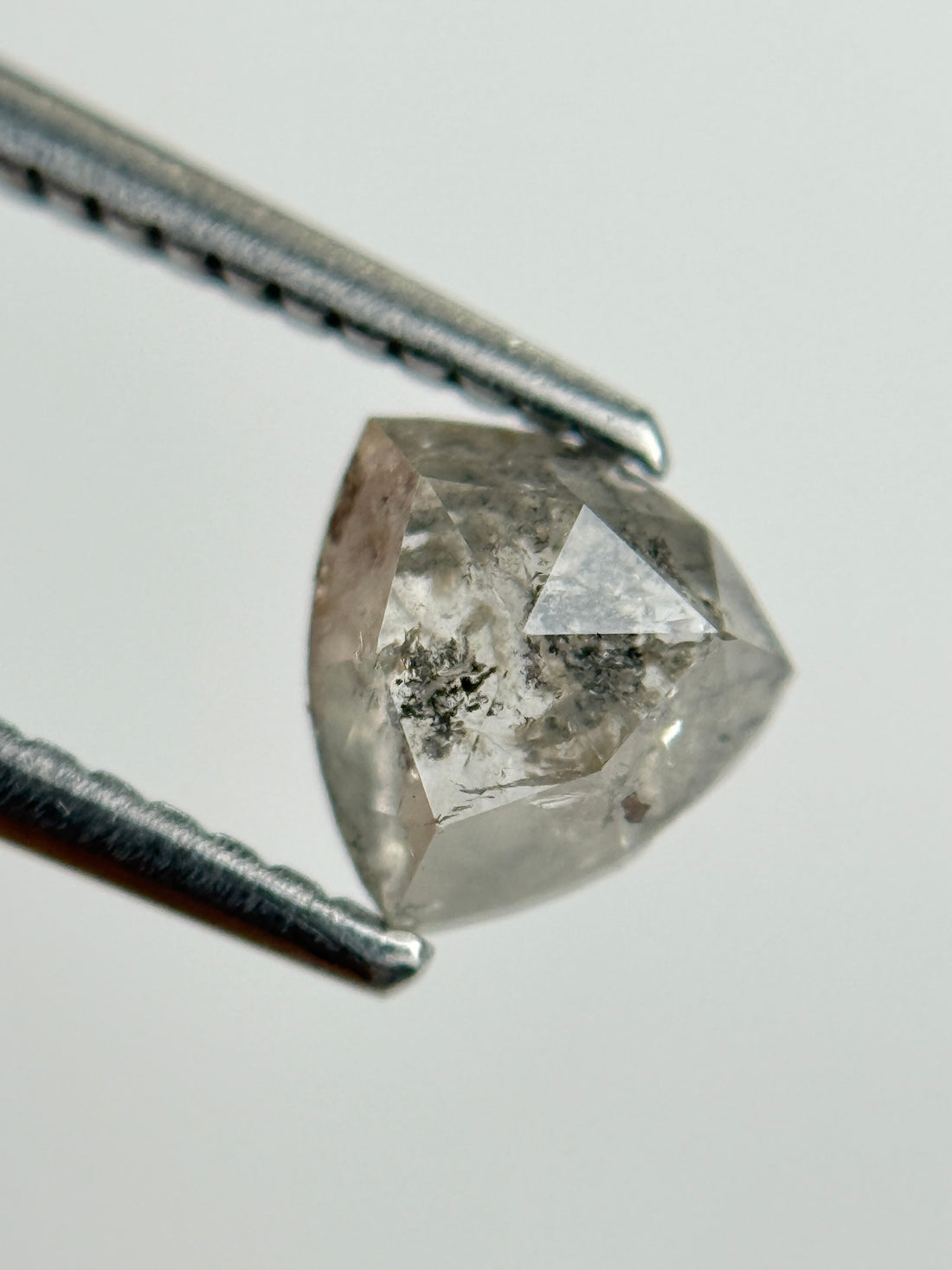 0.84 Ct Trillion Rose Cut Grey Natural Salt and Pepper Diamond