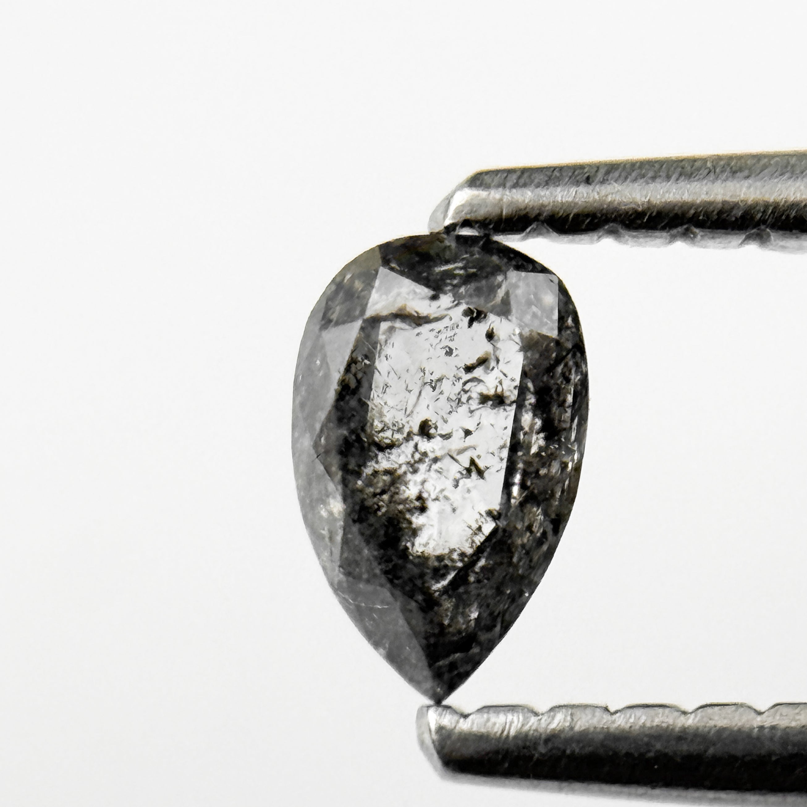 0.26 Ct Pear Rose Cut Grey Natural Salt and Pepper Diamond